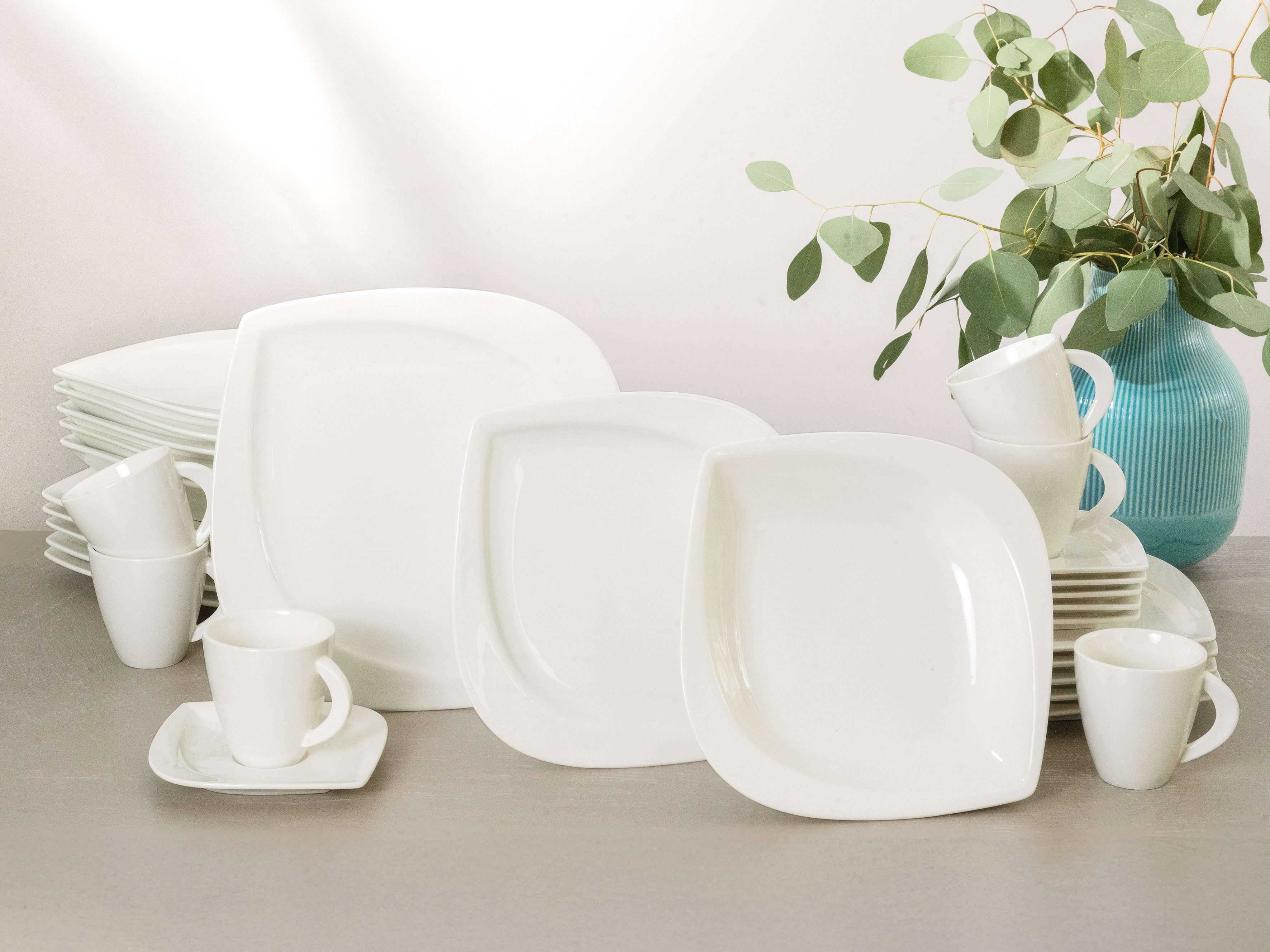 CreaTable Combi-servies Servies-set Melbourne Servies, elegant bladmodel, 30 delen, voor 6 personen (set, 30-delig)