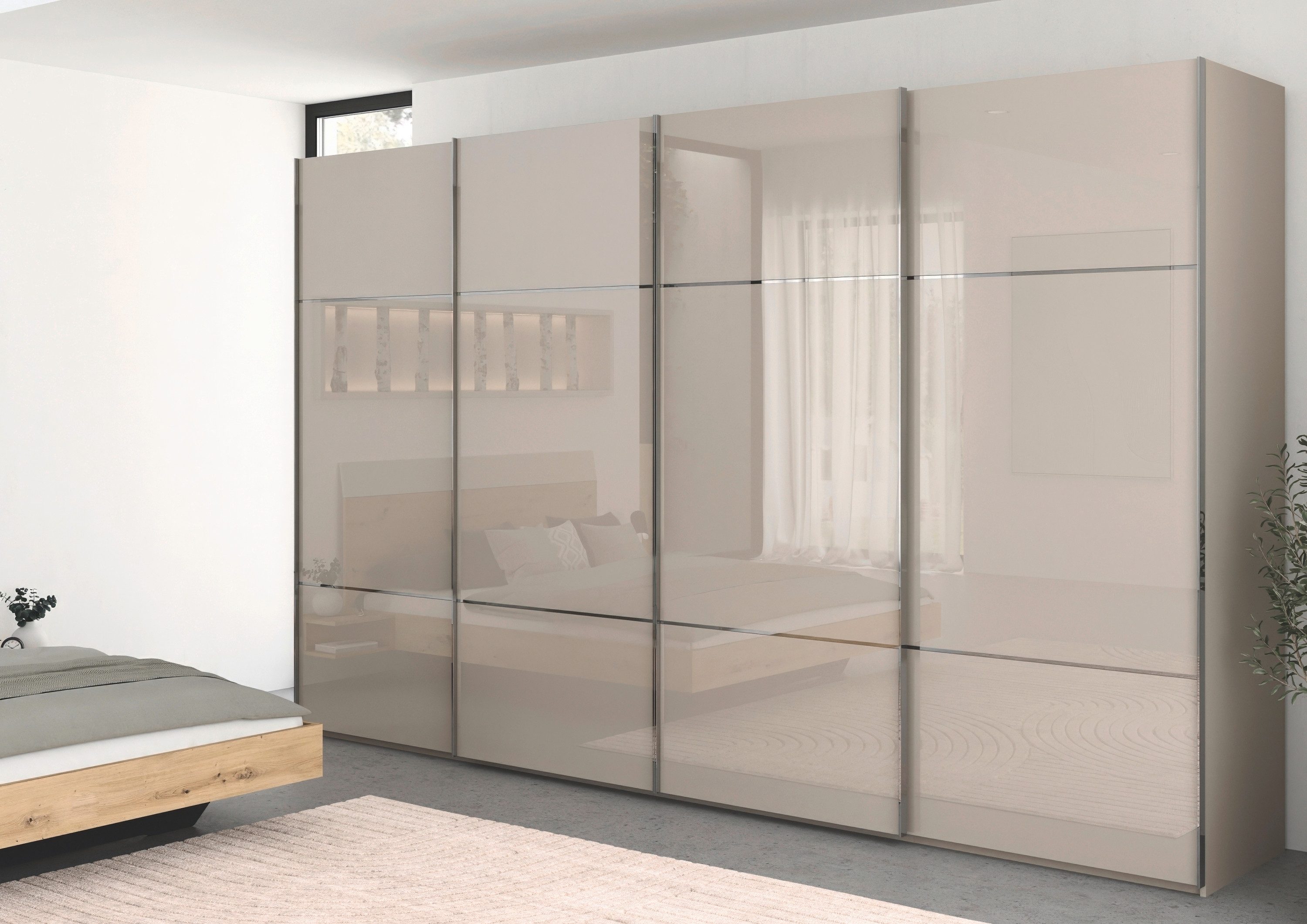 rauch Schuifdeurkast Kledingkast kast garderobe slaapkamerkast SCALE-TRIO edel drievoudig front met 2 sierlijsten glasfront made in germany