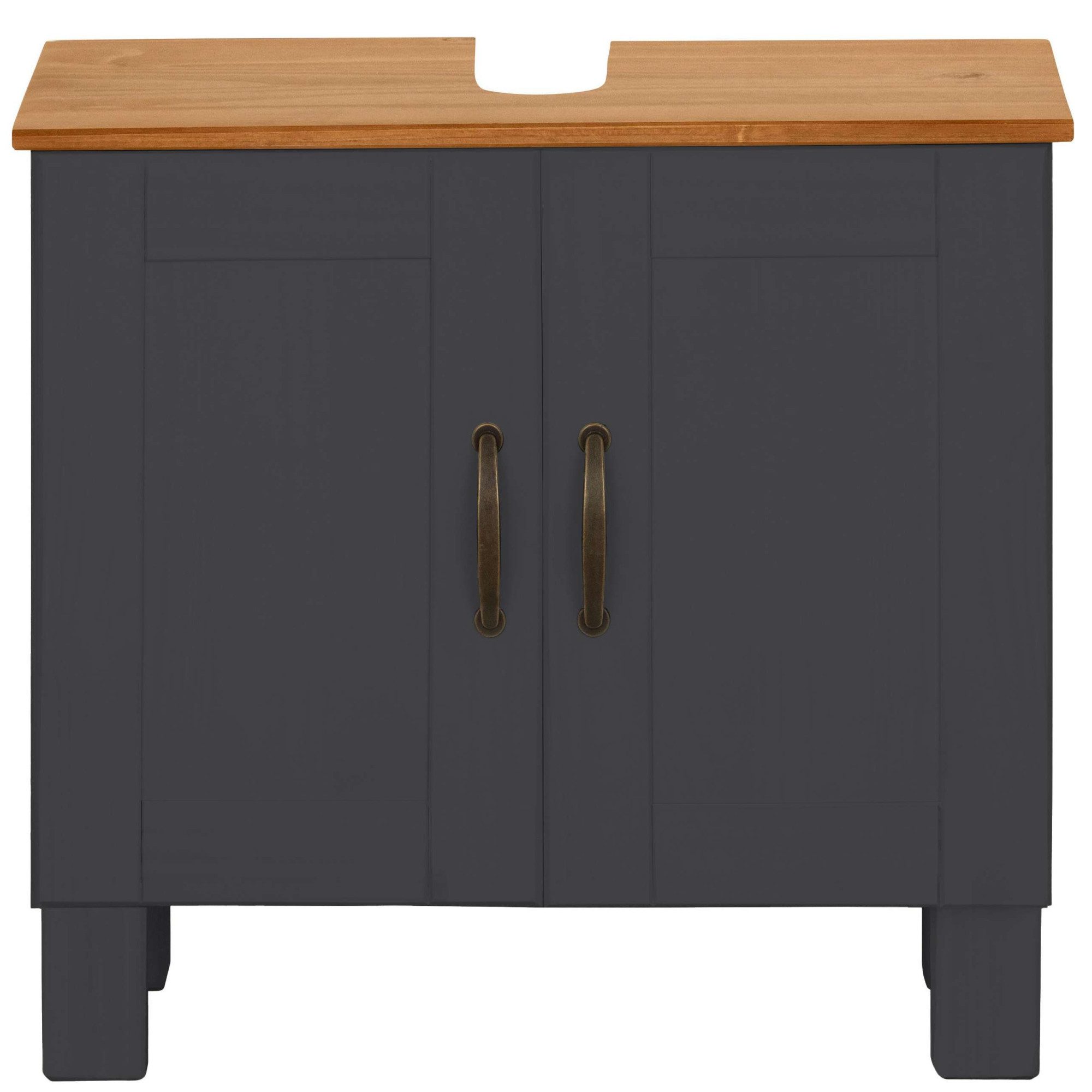 Home affaire Wastafelonderkast Rodby Massief, FSC®-gecertificeerd hout, grepen metaal, breedte 60 cm, hoogte 55 cm