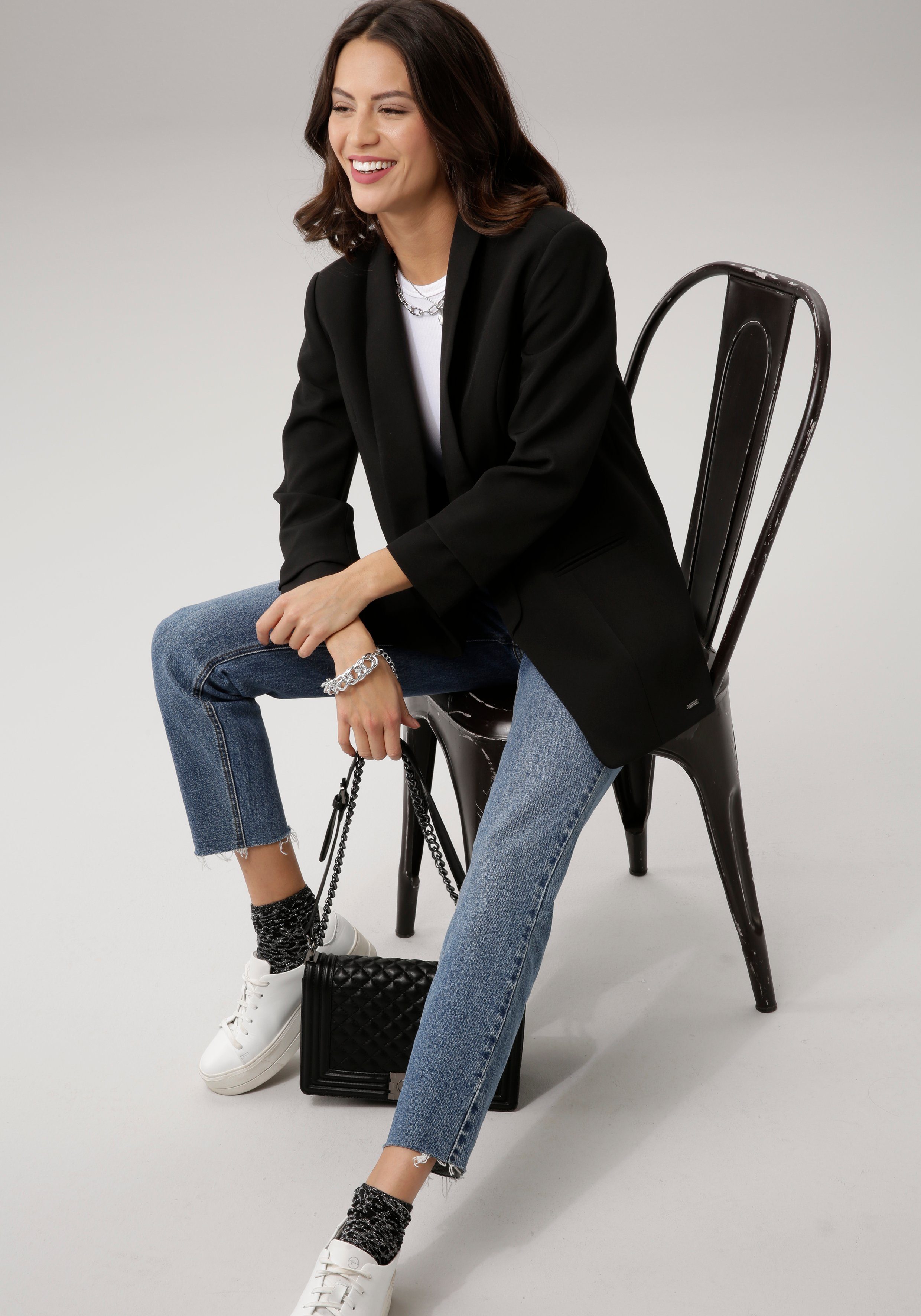 Laura Scott Lange blazer met aangerimpelde mouwen