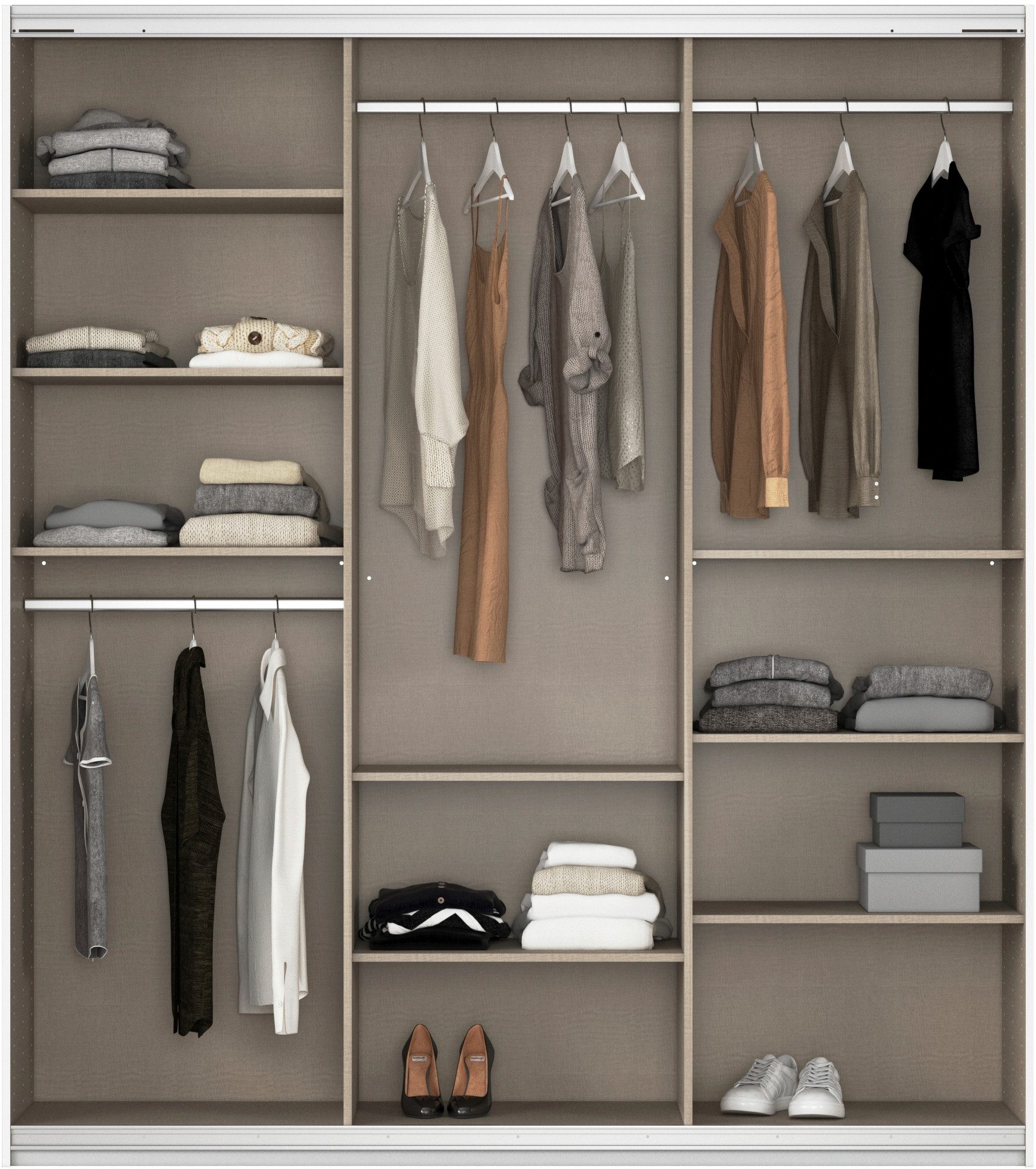 rauch Schuifdeurkast Kledingkasten kast garderobe AGORDO met glazen front doordachte binnenuitrusting, in 4 breedtes en 2 hoogtes made in germany