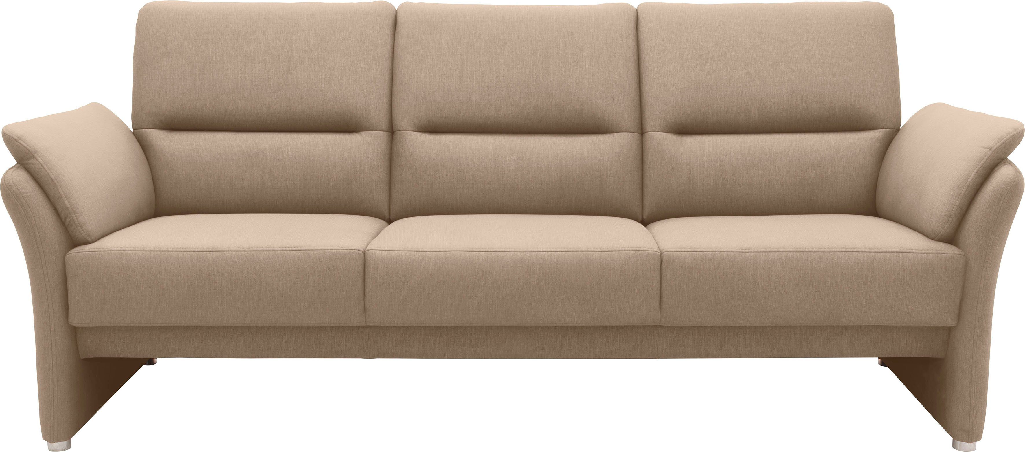DOMO collection 3-zitsbank Pina, smalle armleuningen, met bonellvering, compact & elegant Hoge zitcomfort, luxe microvezel leerlook, grijs, breedte 219 cm