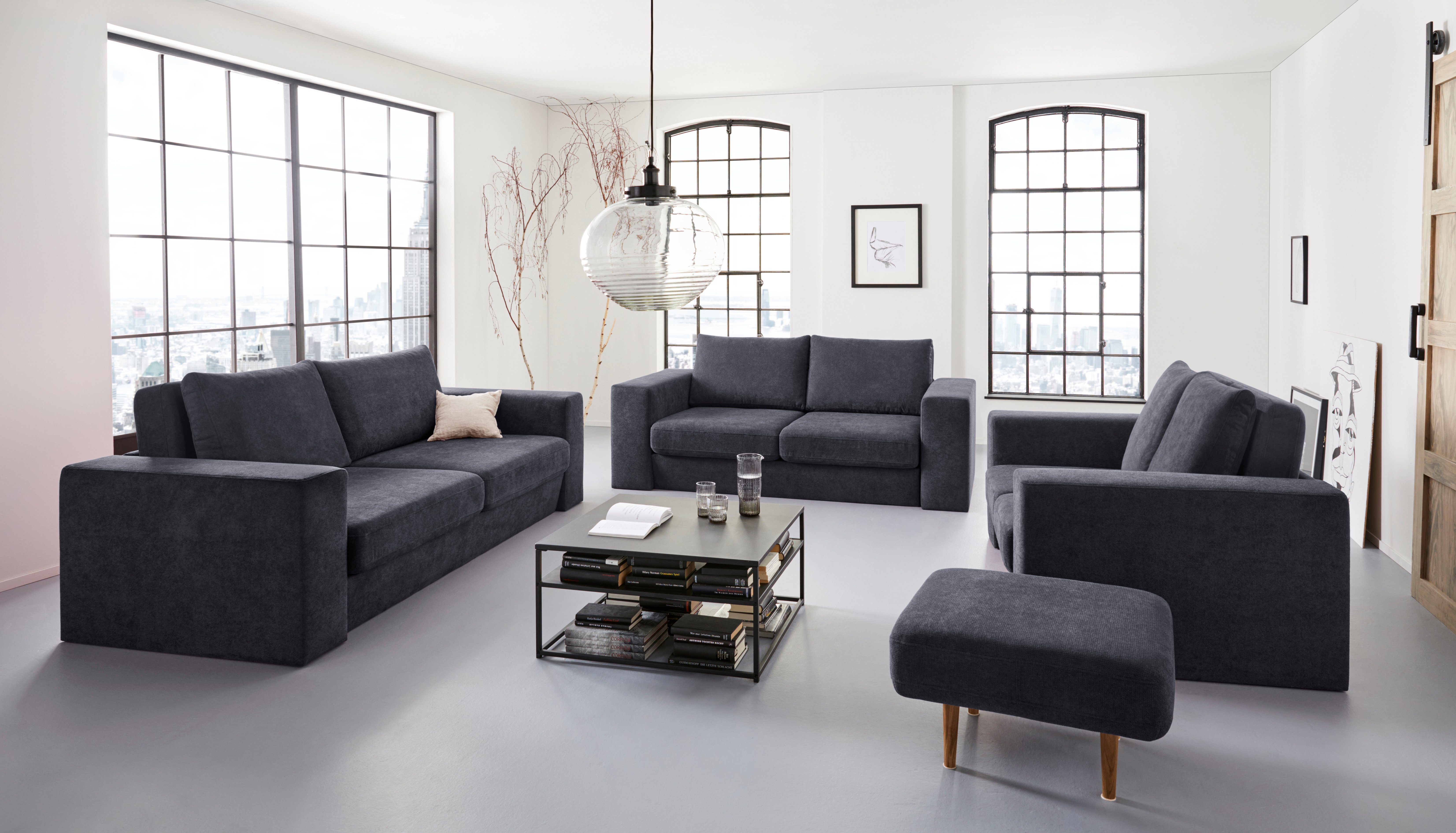 LOOKS BY WOLFGANG JOOP 4-zitsbank Looksv Aan te passen bank: de bank wordt bank met 2 hockers