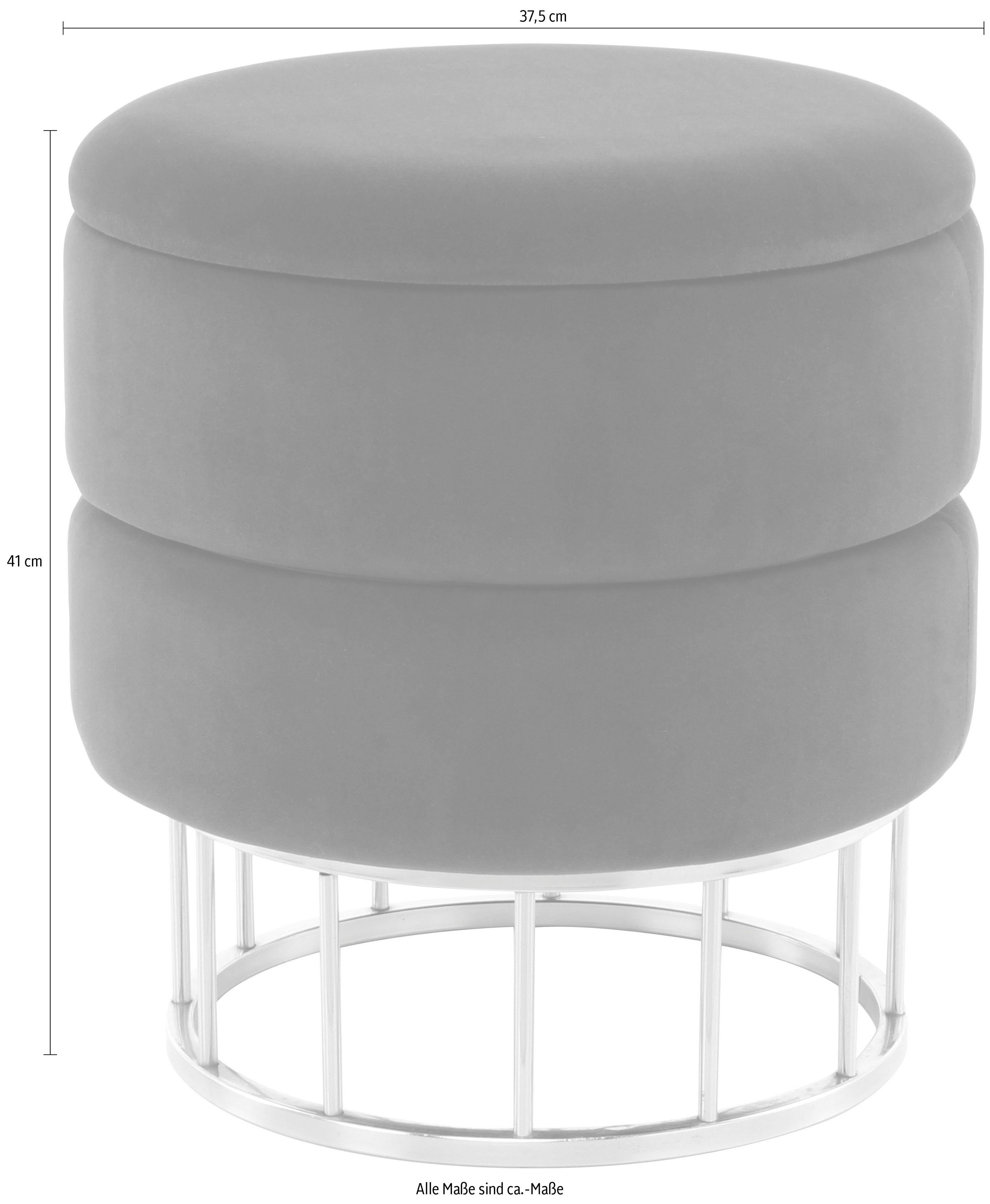 Kayoom Hocker met bergruimte Kruk Zero 525, zitkruk met comfort, ronde, moderne vorm glamoureus, elegant, met opbergruimte, bekleding van fluweelzacht stof (1 stuk)