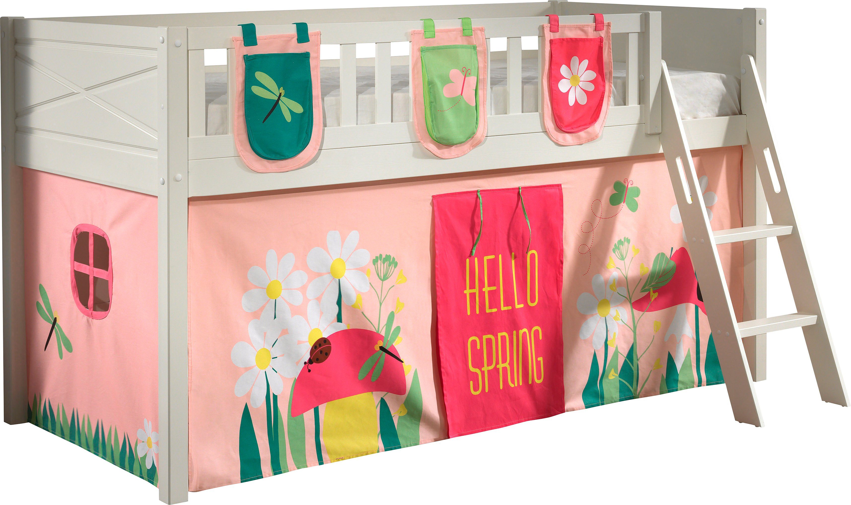 Vipack Hoogslaper Scott met schuine ladder, ligoppervlak 90 x 200 cm, doek, pockets, 4 designs