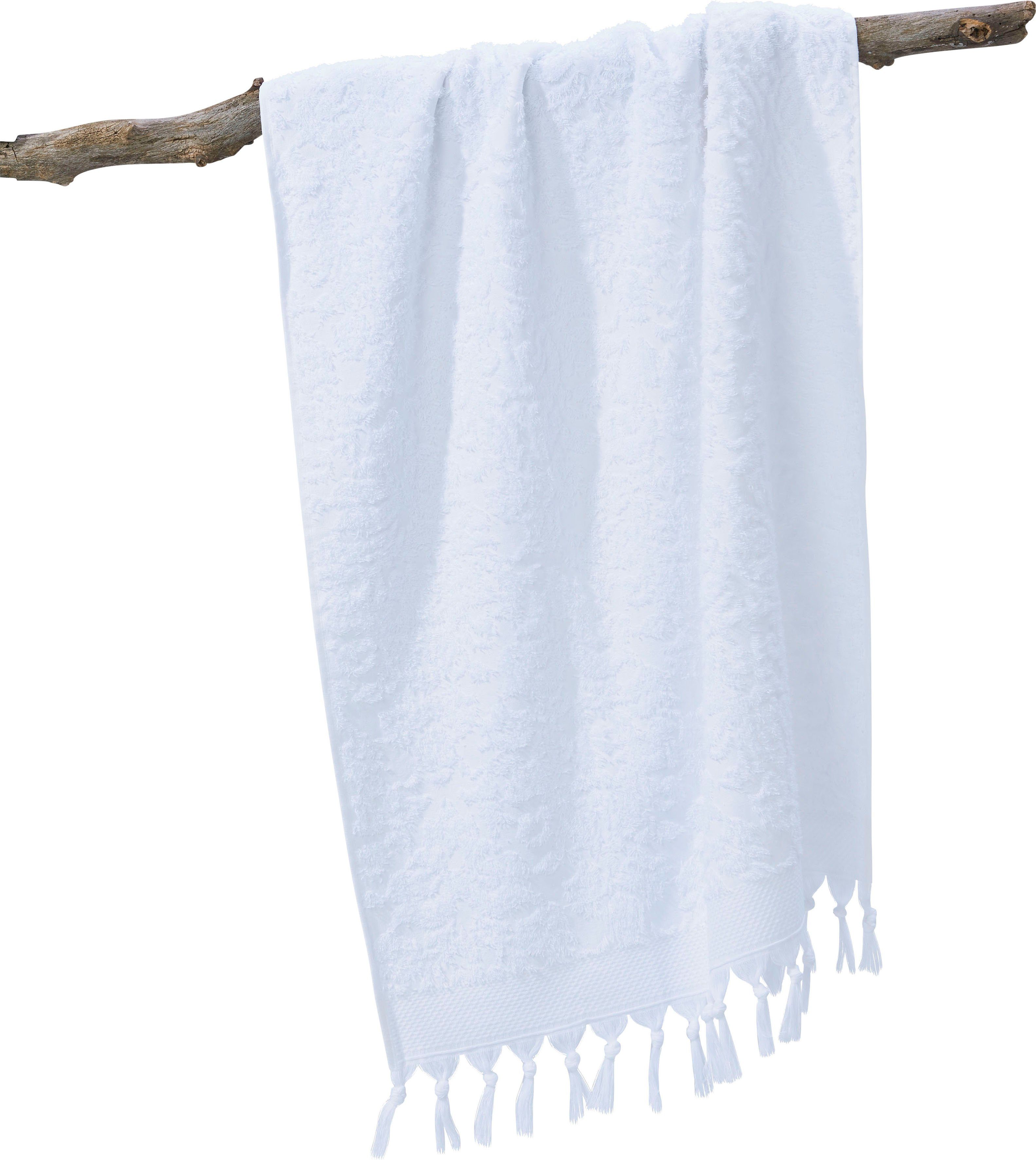 done.® Douchelaken Provence ORNAMENTS Unikleurig, ornamenten, met franje (1 stuk)