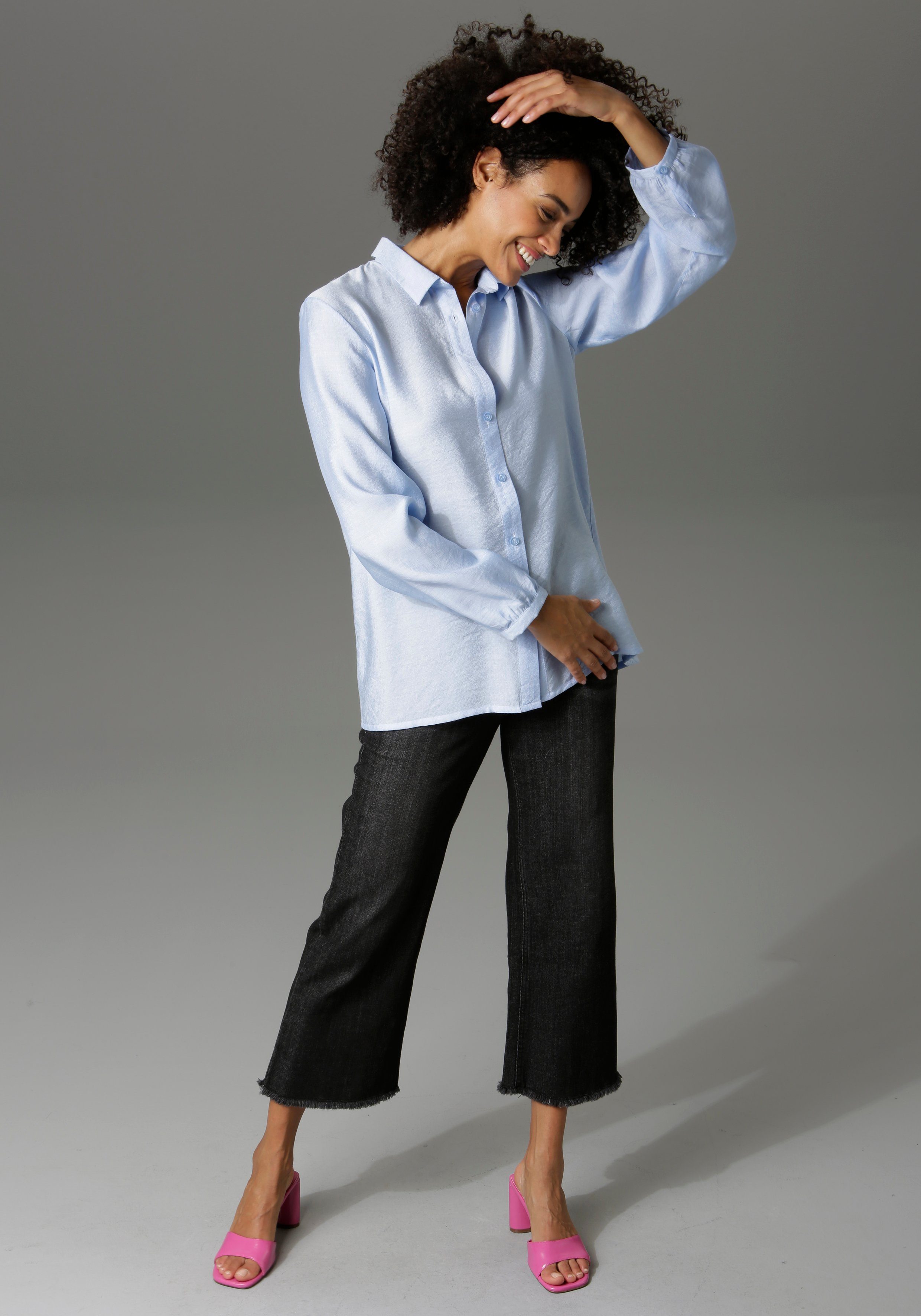 Aniston CASUAL 7/8 jeans met iets gerafelde voetzoom