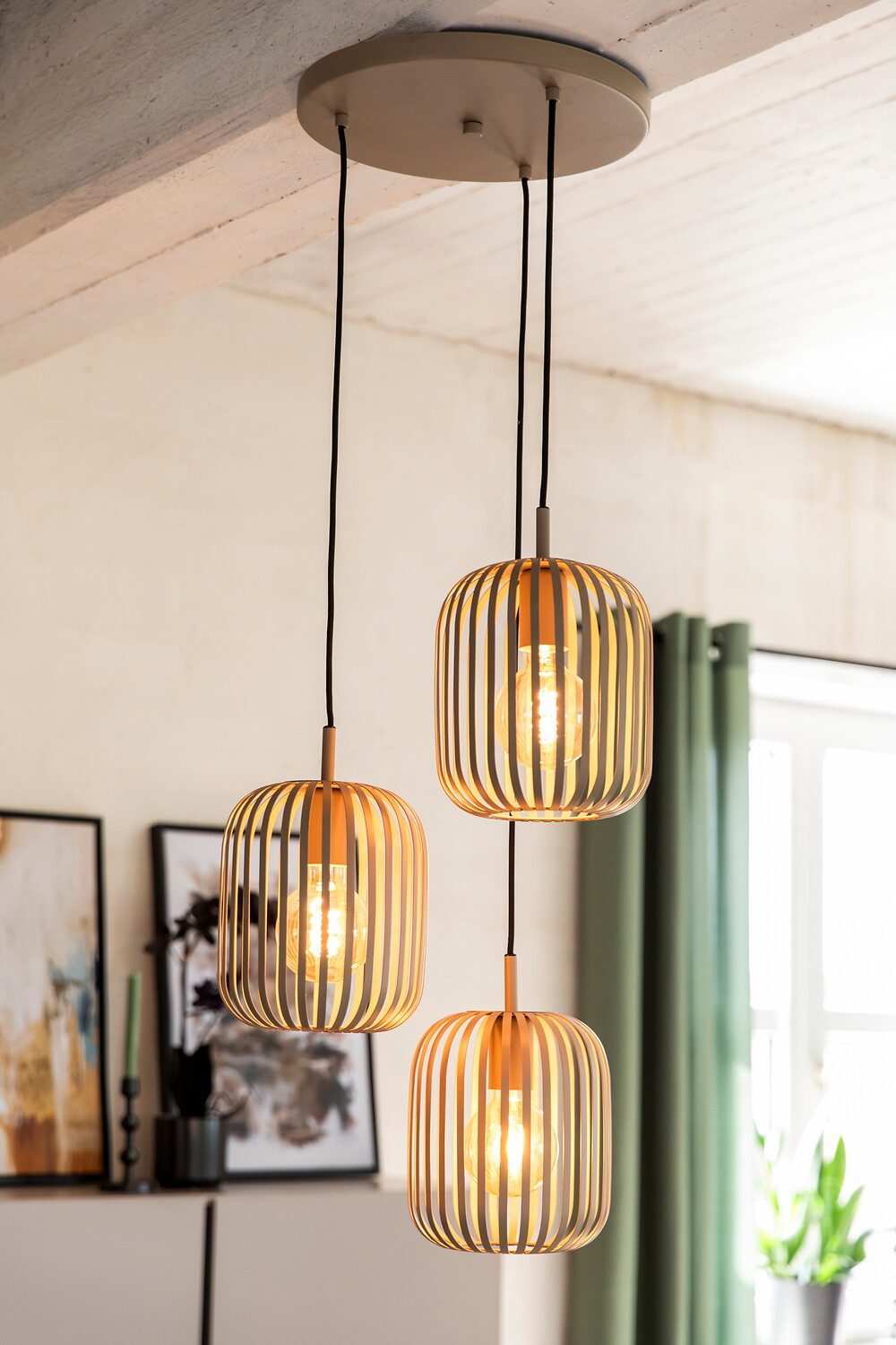EGLO Hanglamp ROMAZZINA hanglamp, eettafellamp, zandkleurig, metaal, E27 (1 stuk)