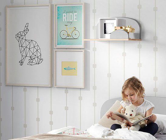 Vipack Kinderrek Kiddy Wandplank gemaakt van grenen, MDF onderdelen, naar keuze 45 of 65 cm breed