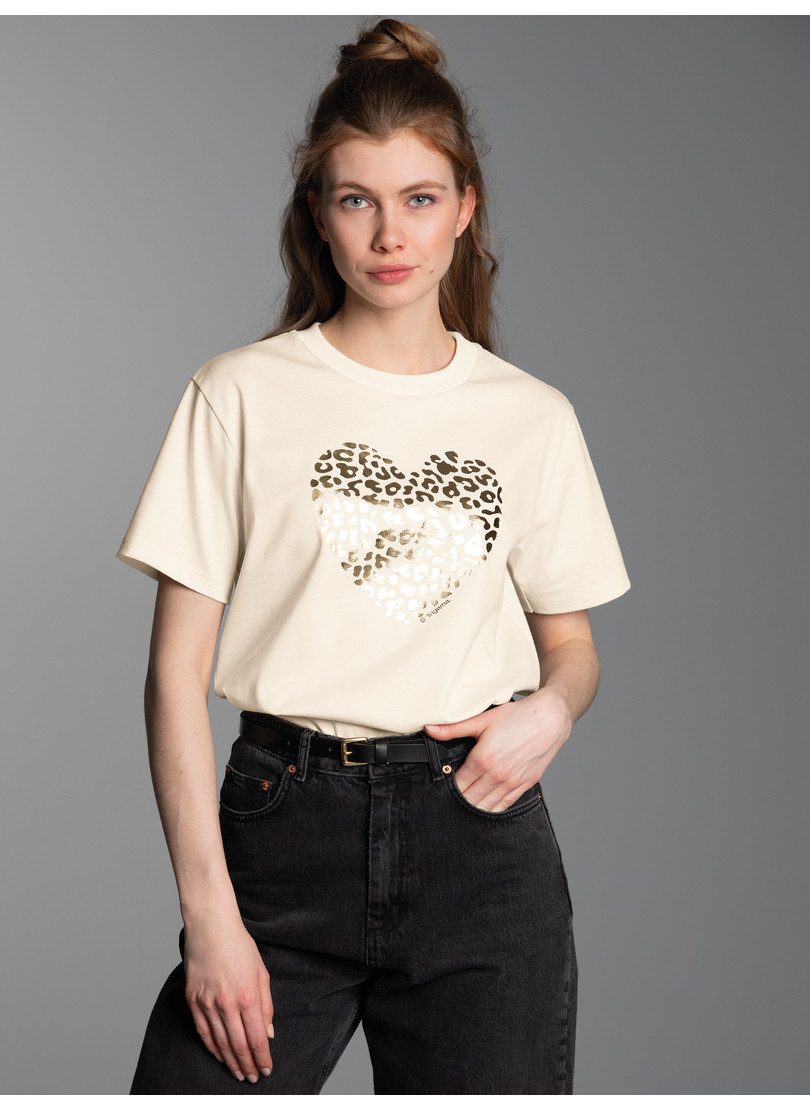 Trigema T-shirt TRIGEMA T-Shirt met gouden Leo-hart-print (1-delig)