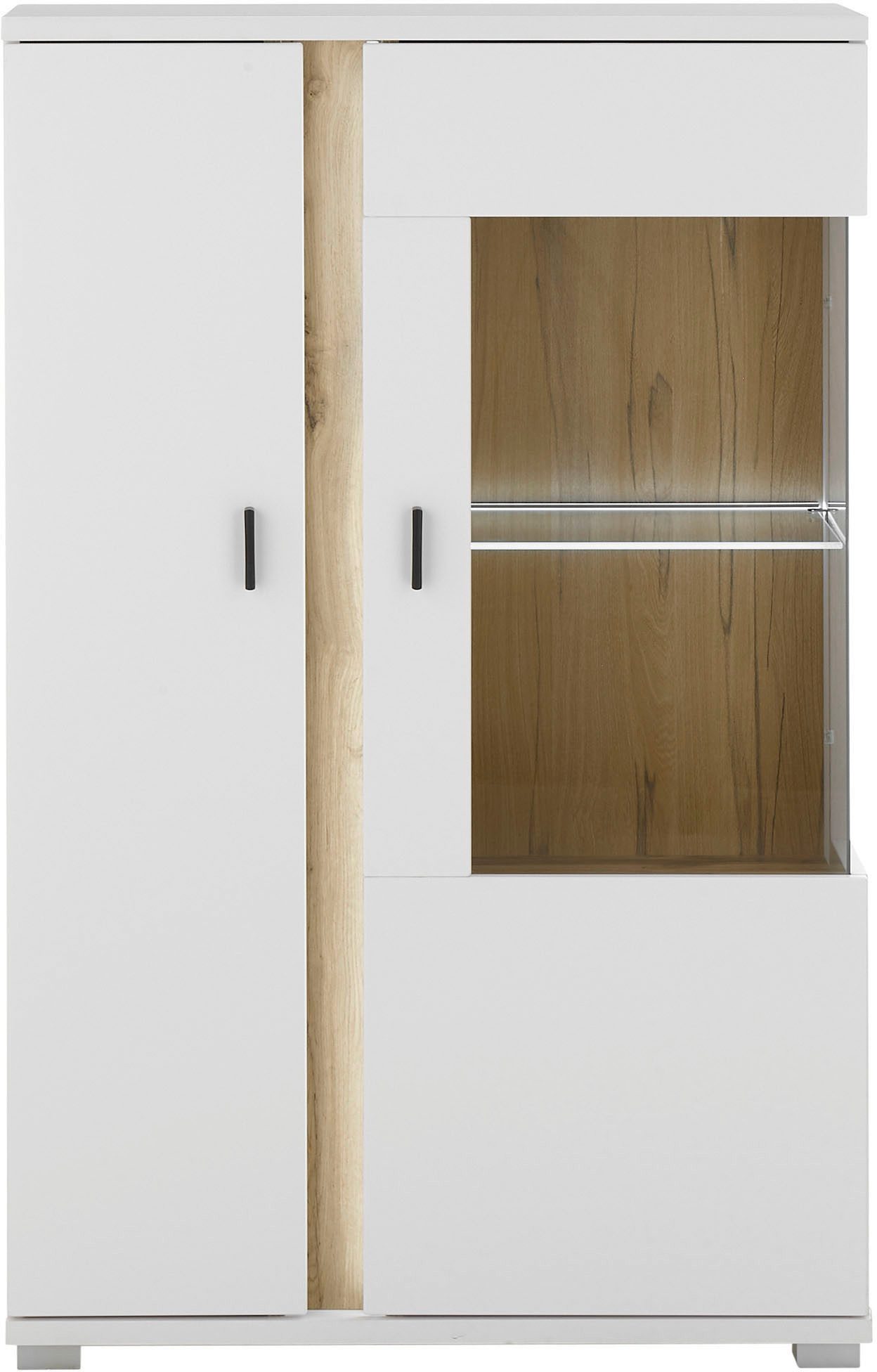 INOSIGN Vitrinekast LONG ISLAND, opberghangkast in moderne trendkleur, inclusief verticale verlichting, breedte 80 cm (1 stuk)