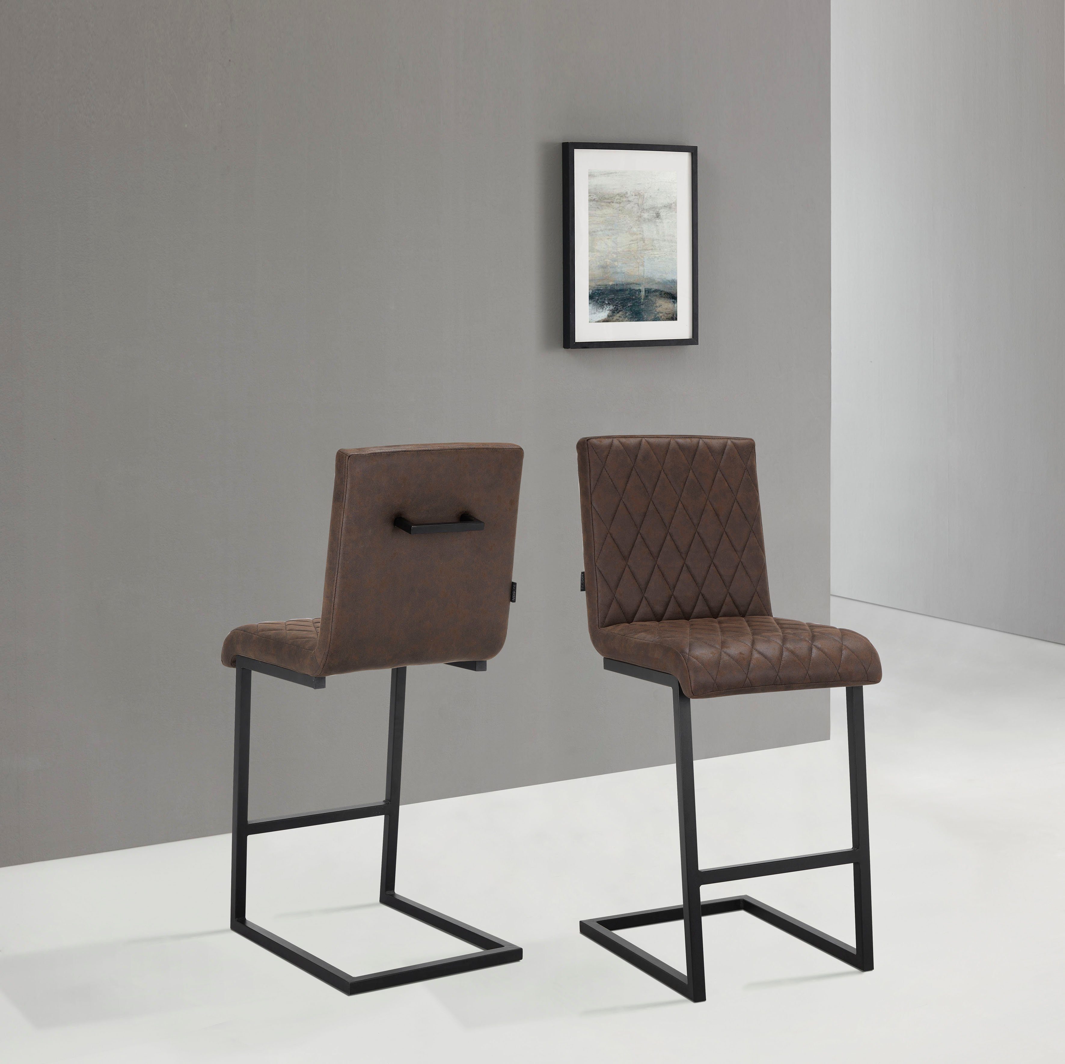 INOSIGN Bistrostoel Janelle Zacht verdikte zitting en rugleuning, naden aan de zitting en rugleuning, zithoogte 65 cm (2 stuks)