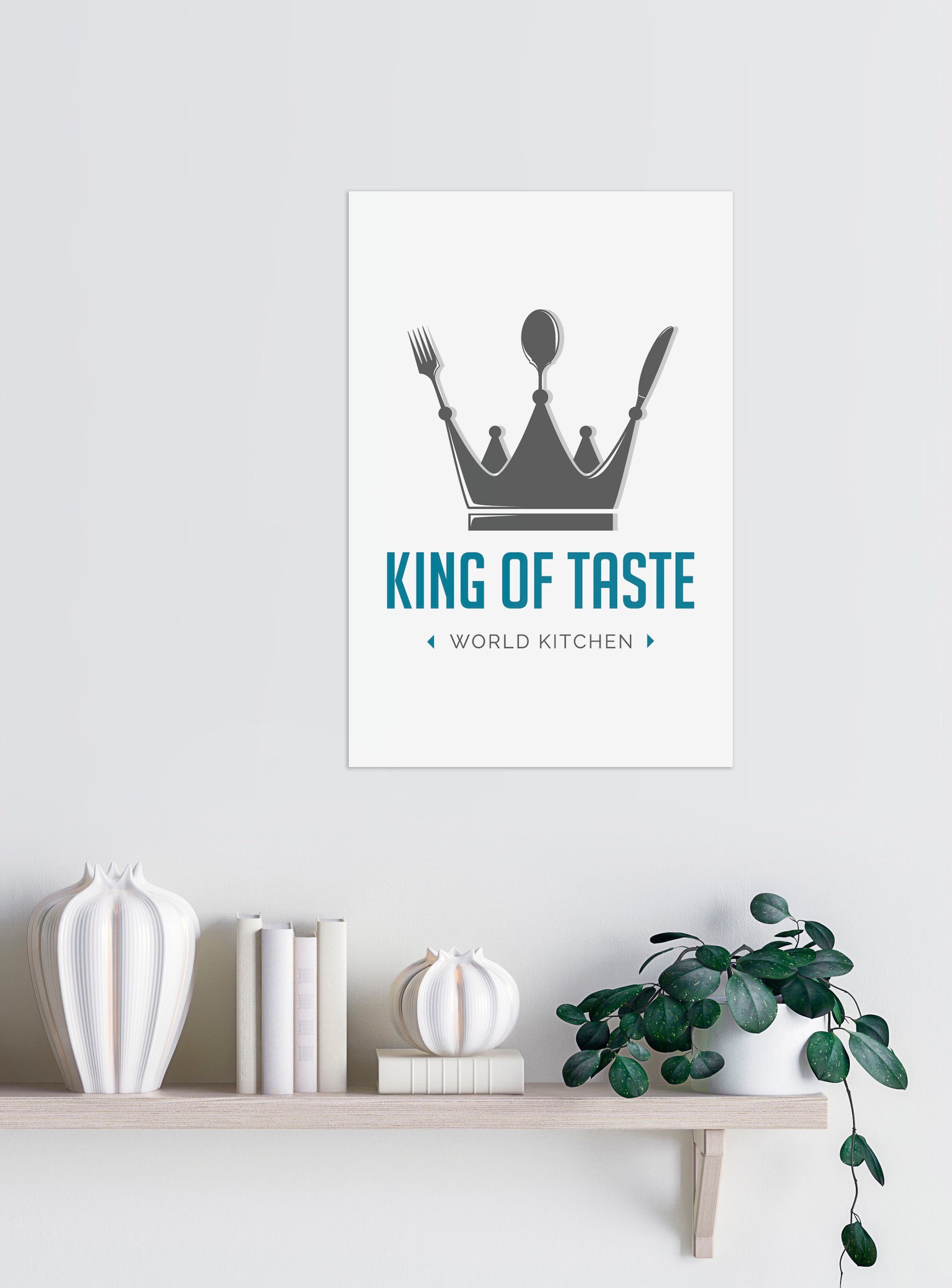 queence Sierobject voor aan de wand KING OF TASTE Stalen bord, blikken bord, spreuk, grappig, wanddecoratie, retro, 20x30cm