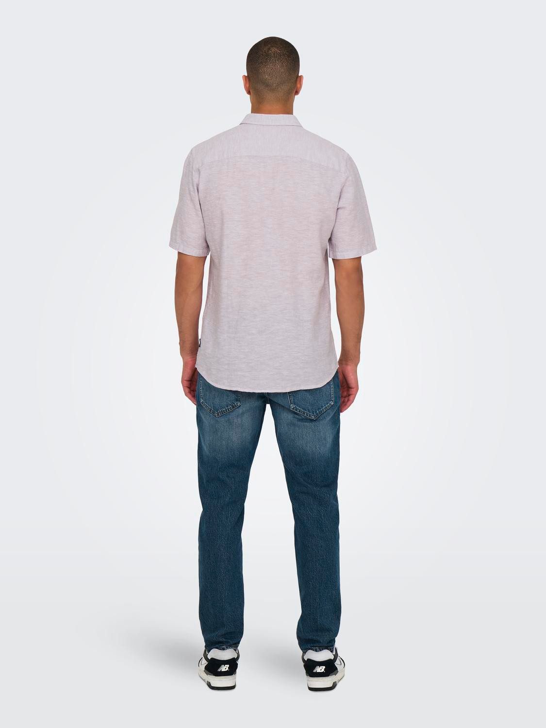 ONLY & SONS Overhemd met korte mouwen ONSCAIDEN SS SOLID LINEN SHIRT NOOS