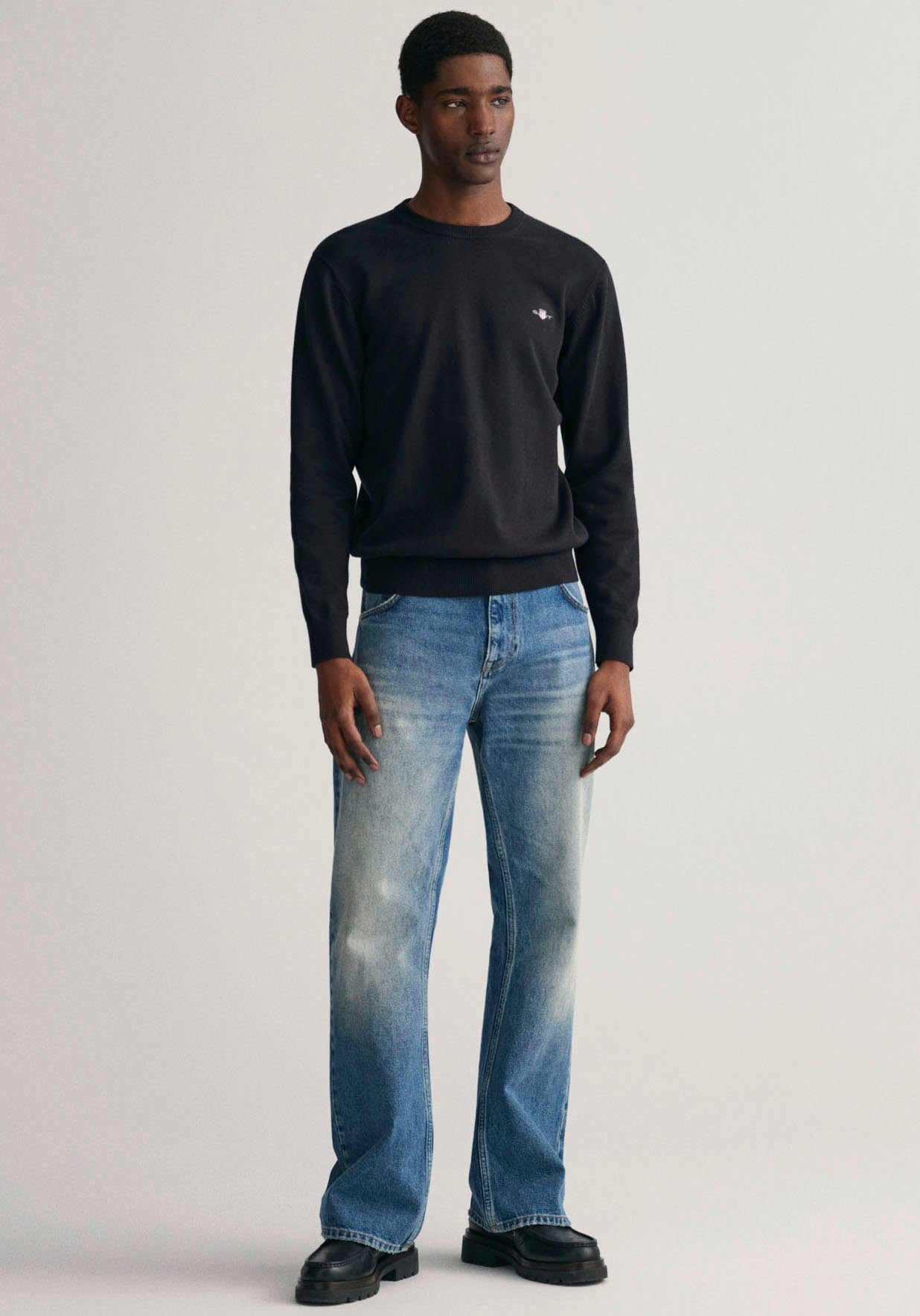 Gant Trui met ronde hals CLASSIC COTTON C-NECK Premium breipullover van zachte 100% katoen, overgangspullover