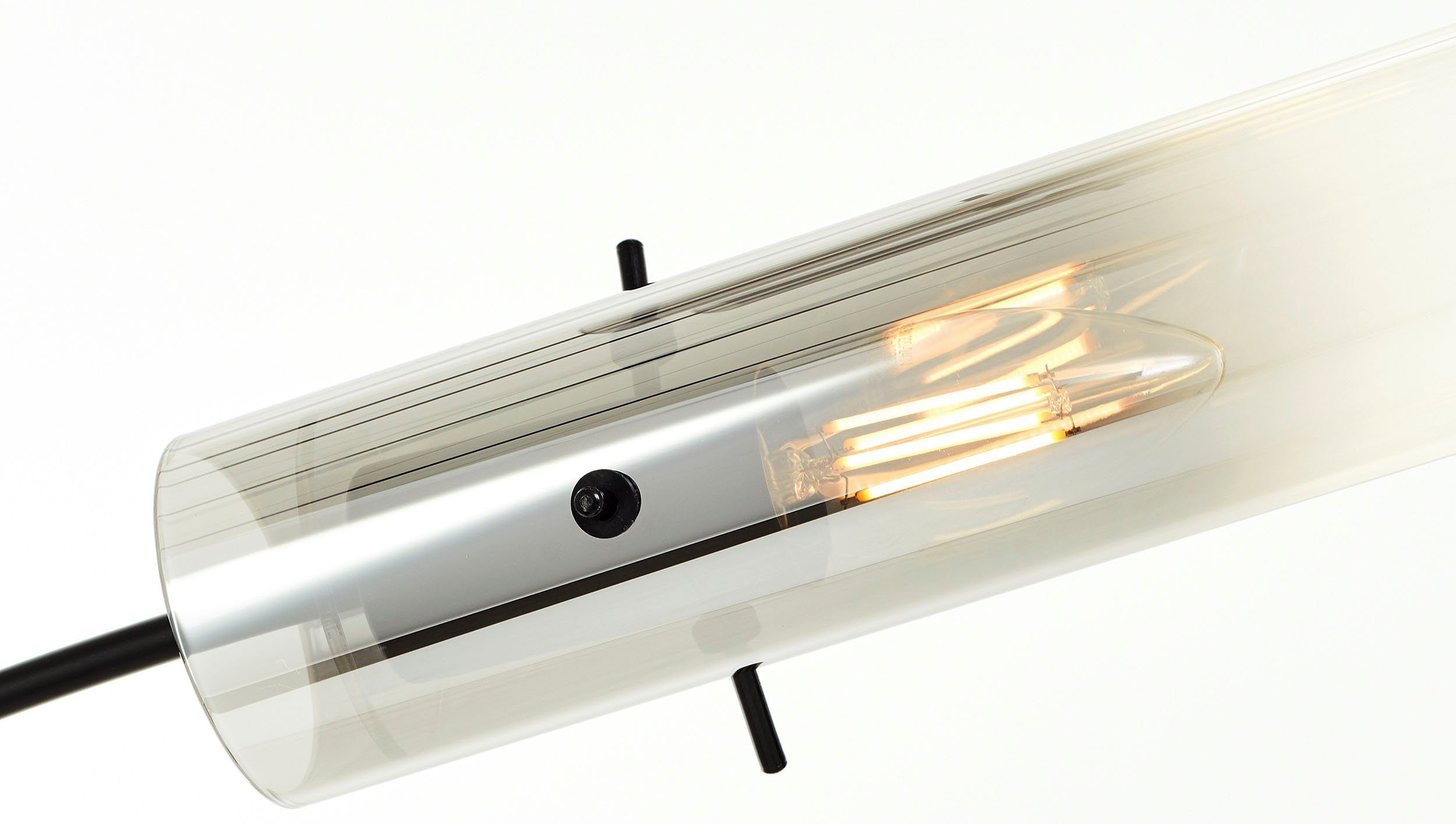 Brilliant Leuchten Staande lamp Glasini 200 x 30 x 73 cm, 5 x e14, metaal/rookglas, mat zwart (1 stuk)