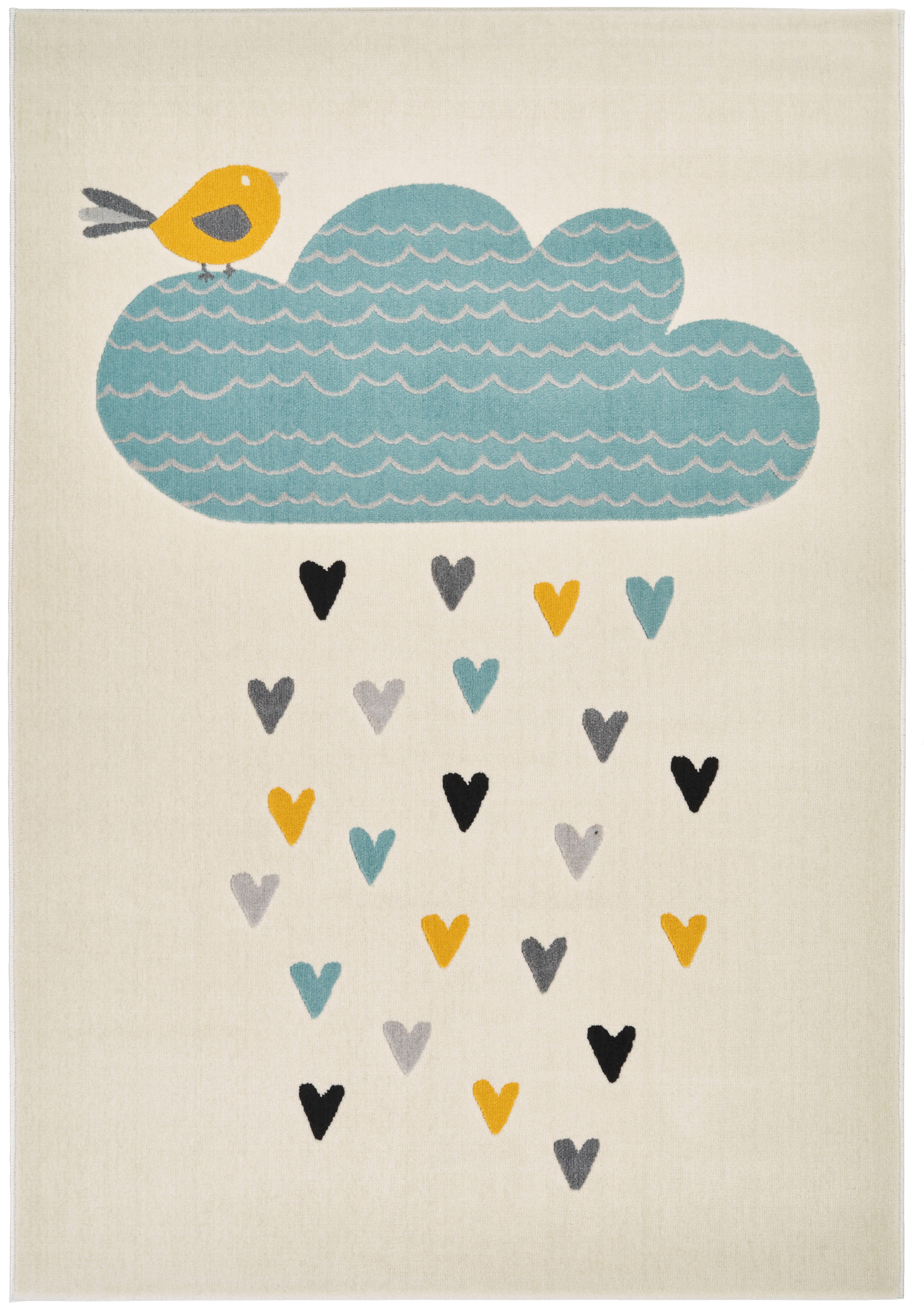 HANSE Home Kindervloerkleed Lovely Rainfall Wolk, hemel, korte pool, slijtvast, gemakkelijk in onderhoud, harten, robuust