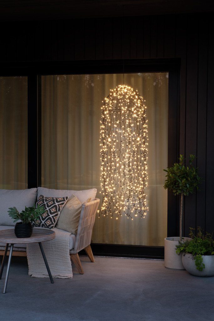 KONSTSMIDE Led-lichtgordijn Kerstversiering buiten zwart, 900 warmwitte diodes