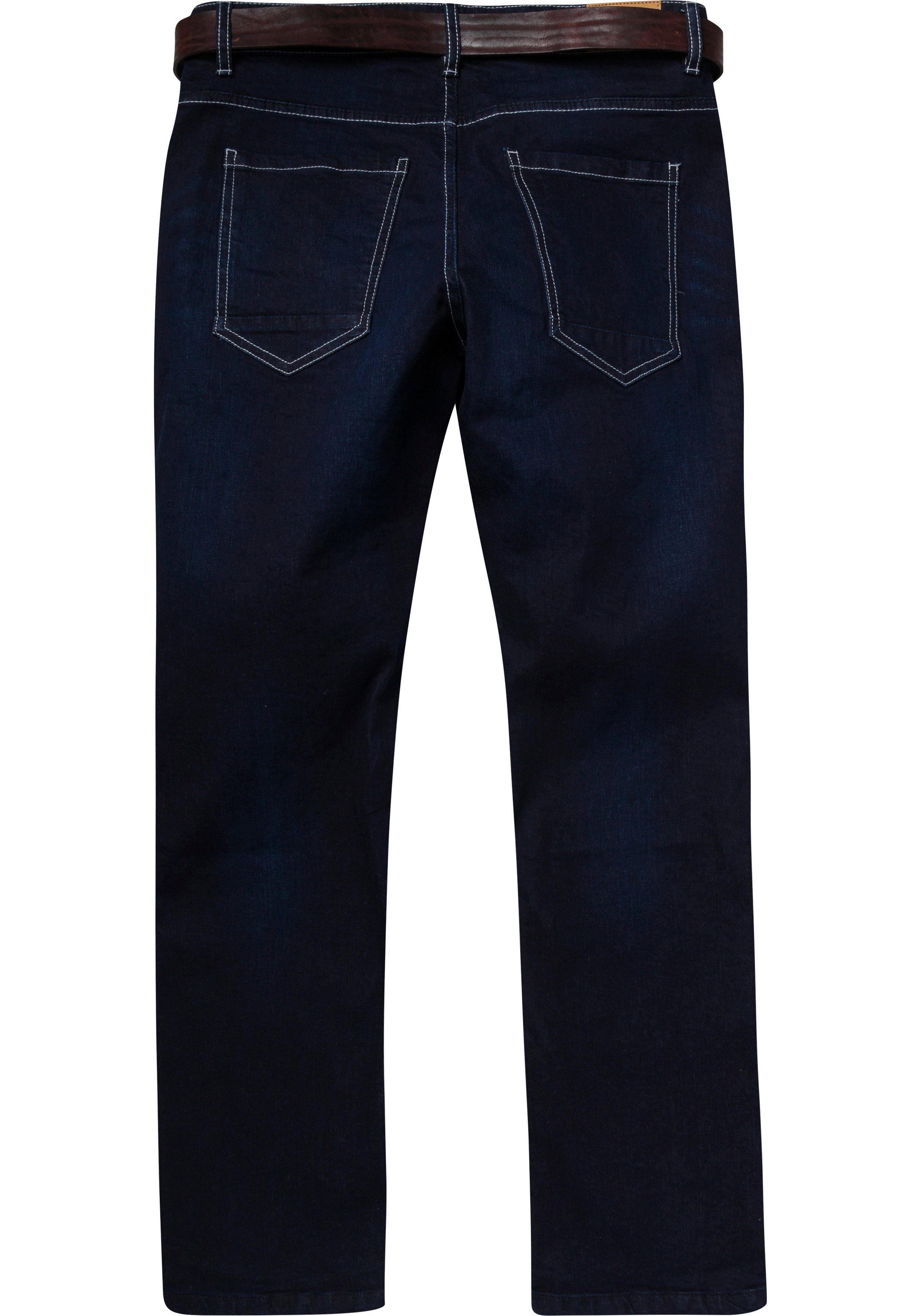 John Devin Straight jeans met rechte pijpen, used-wassing en crinkle-look