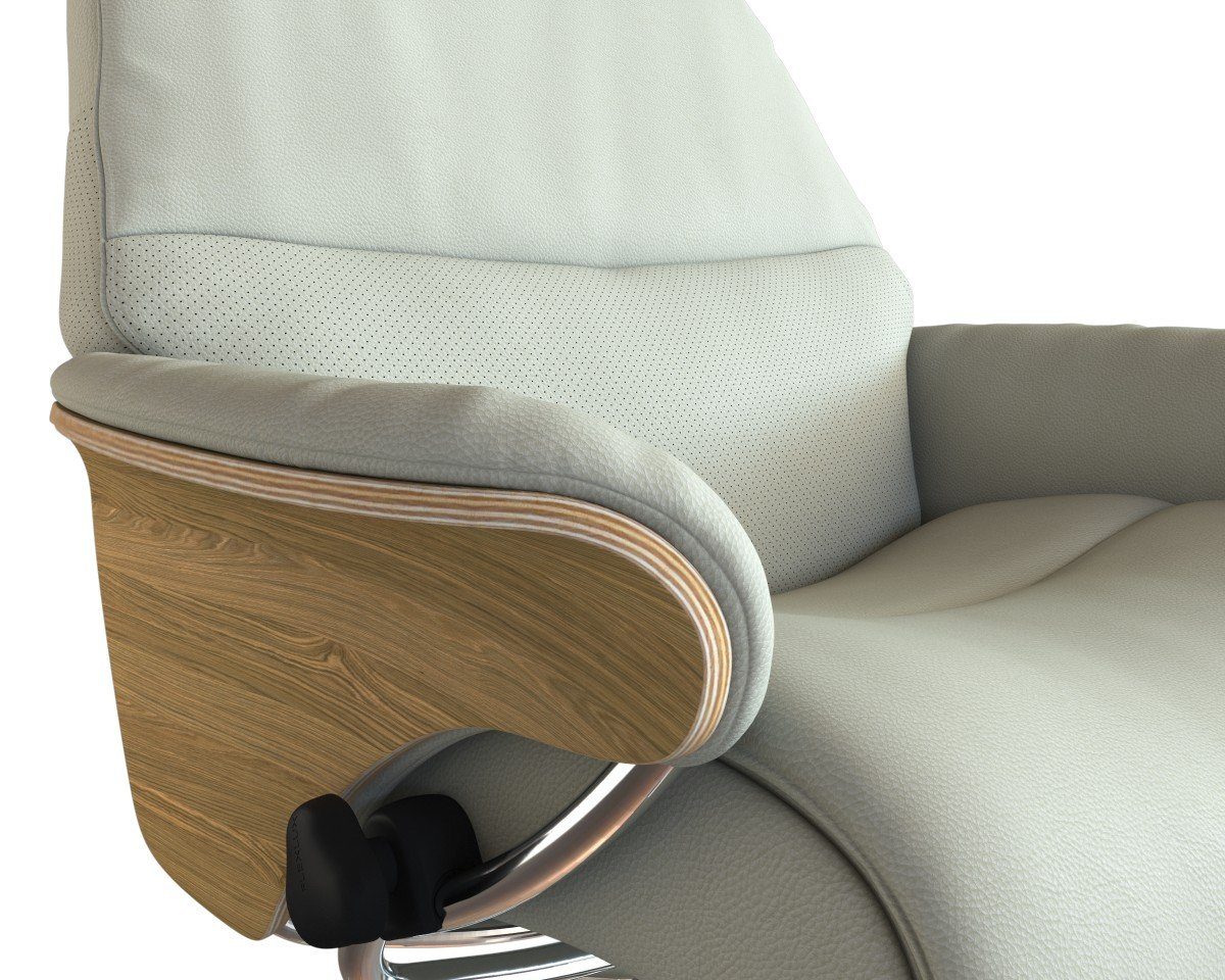 FLEXLUX Relaxfauteuil Aarhus, functionele stoel, gestoffeerde stoel, armleuning, TV-fauteuil, Relaxfunctie & hoofd- en rugverstelling, armleuning eiken, voet aluminium