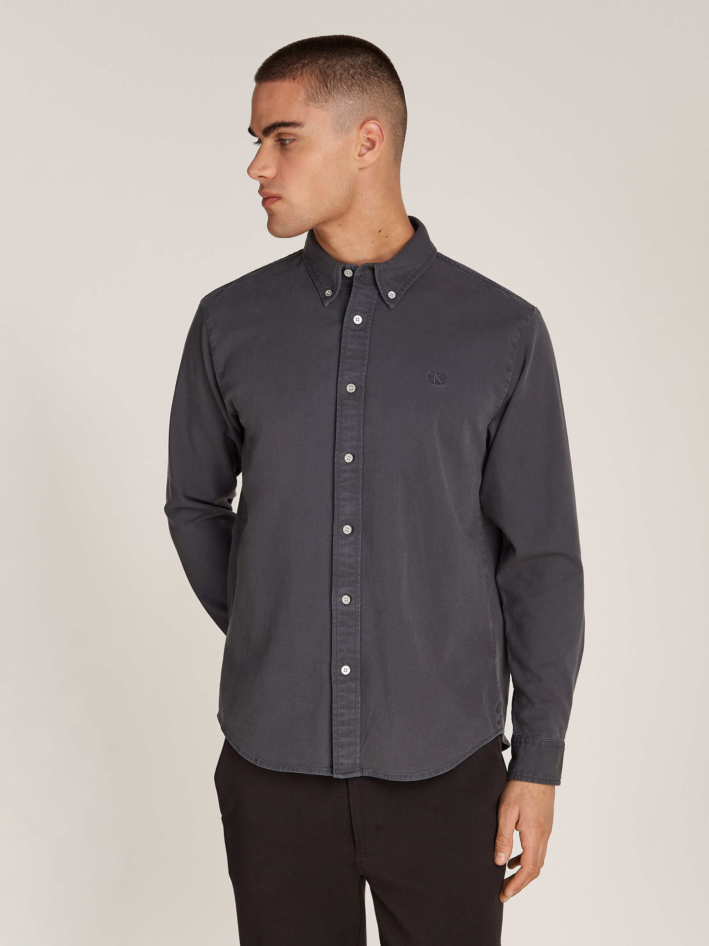 Calvin Klein Overhemd met lange mouwen GARMENT DYE SHIRT met geborduurd logo