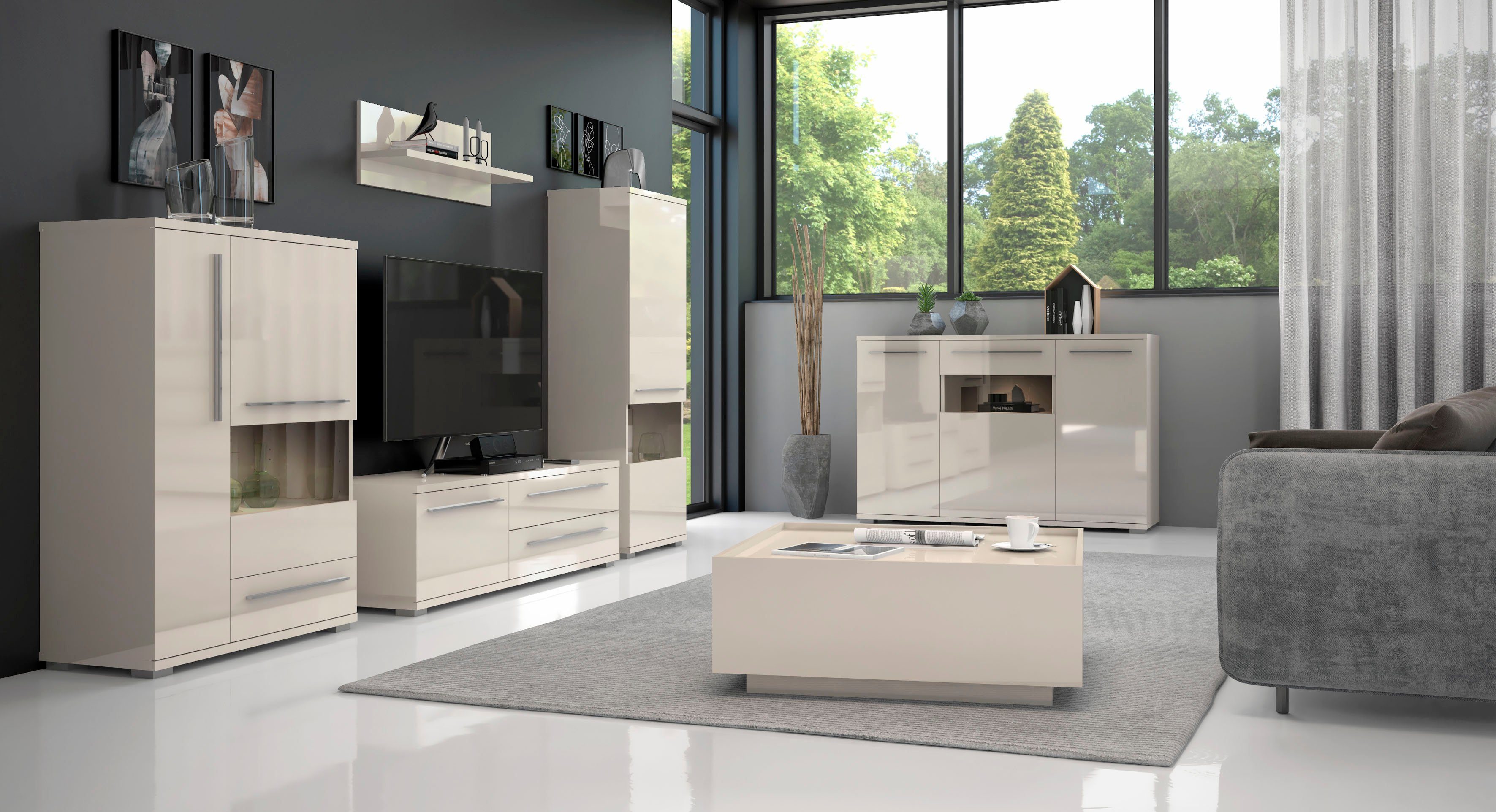 Places of Style Tv-meubel Piano UV gelakt, met soft close-functie