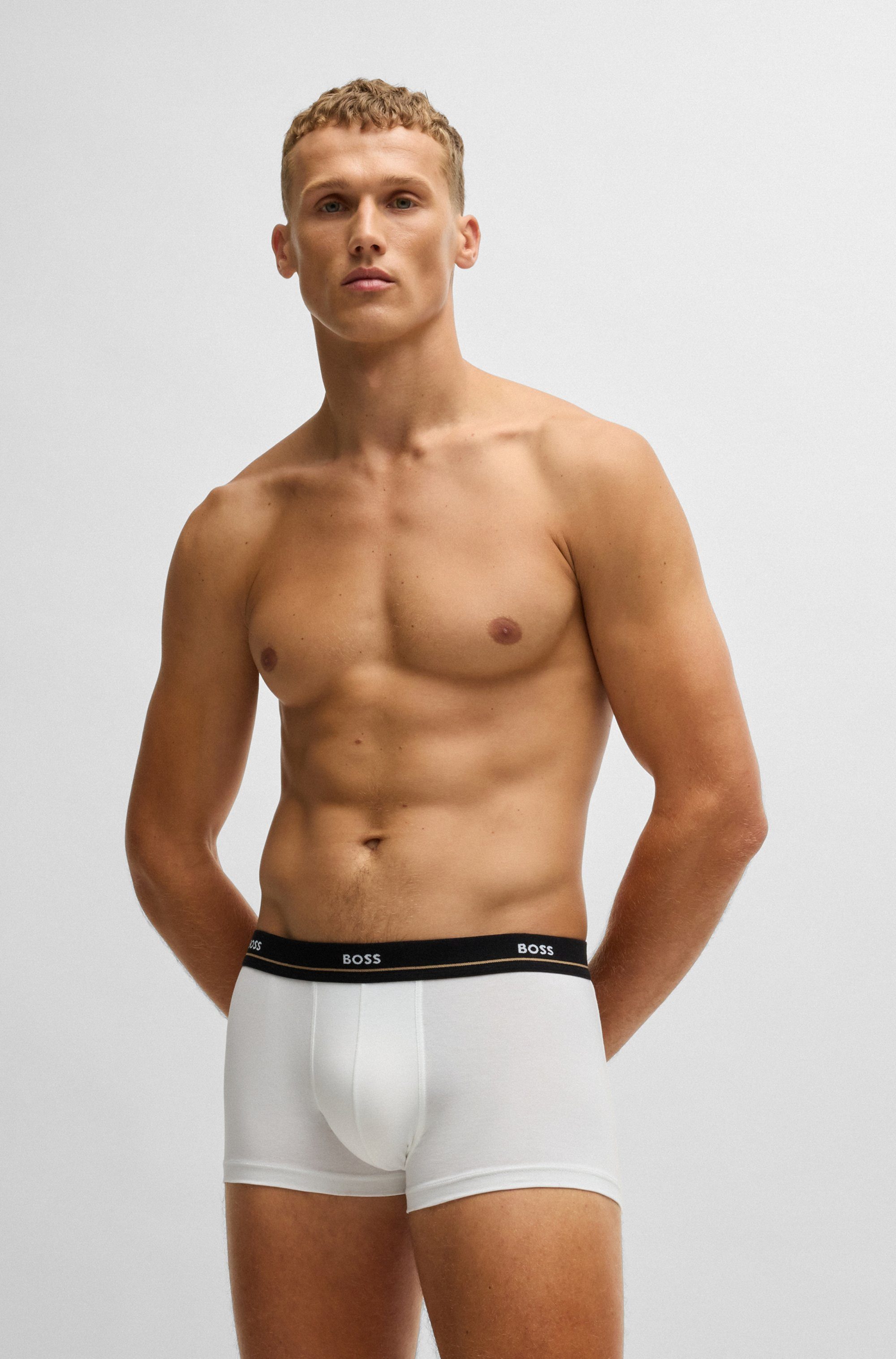 BOSS Trunk 5P Essential met modieuze, gedeeltelijk contrasterende boss logo-elastische tailleband (5 stuks, Set van 5)