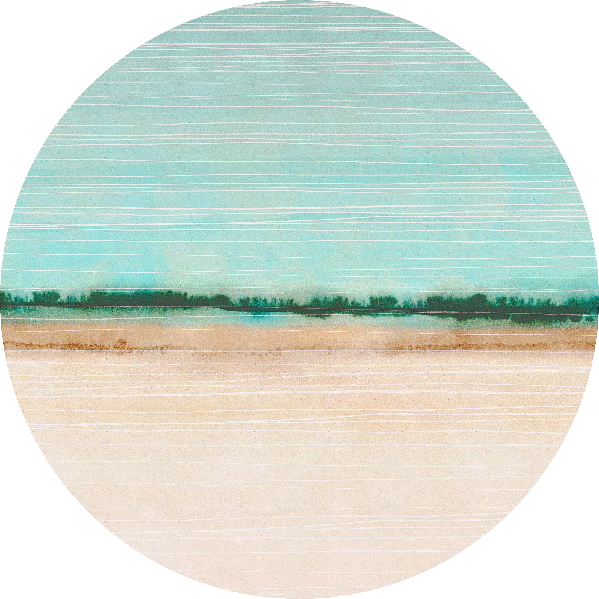 komar fotobehang beachside 125 x 125 cm (breedte x hoogte), rond en zelfklevend (1 stuk) multicolor
