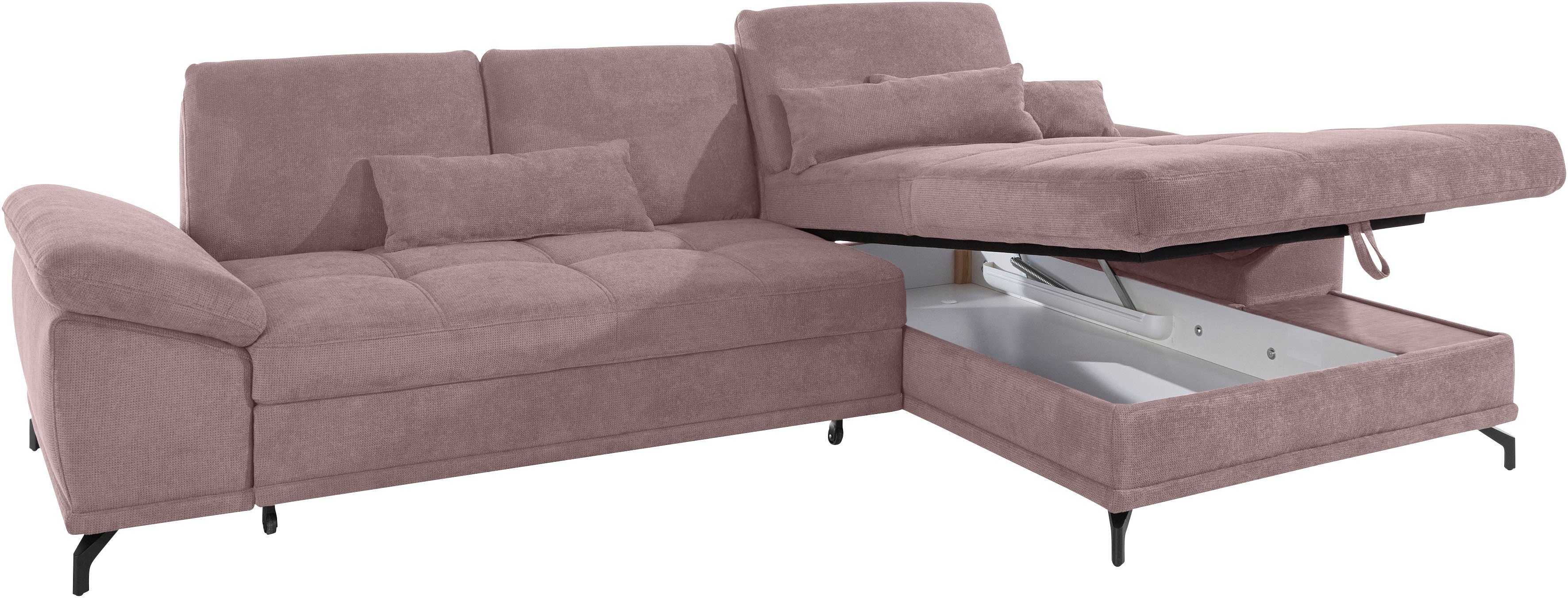 Places of Style Hoekbank Costello L-vorm, met zitdiepteverstelling, armleuningverstelling en