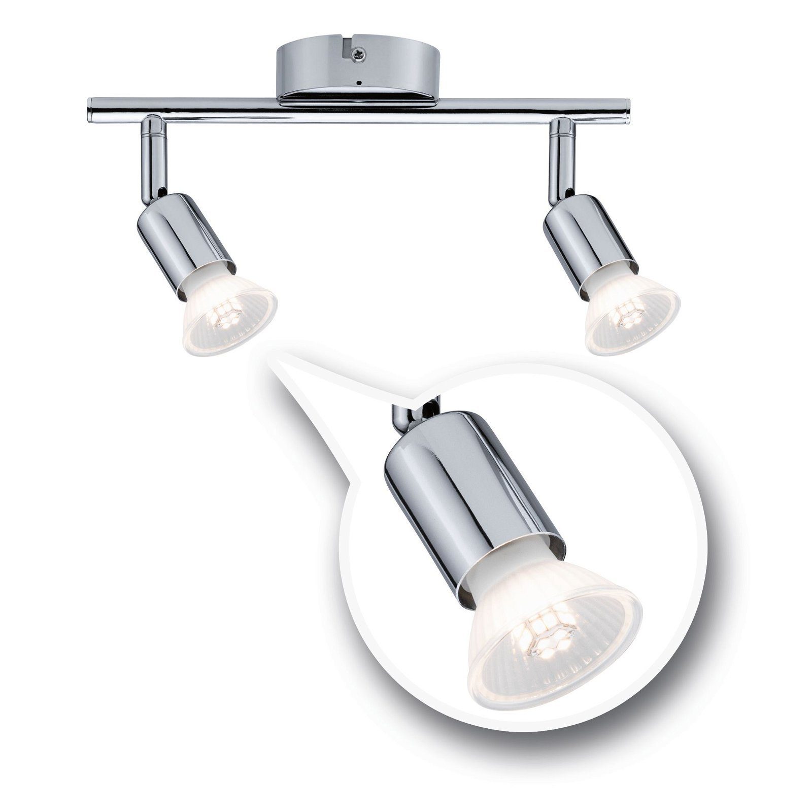 Paulmann Plafondlamp Carolina Spotlight IP44 max. 2x10W chroom 230V metaal, GU 10 (1 stuk)