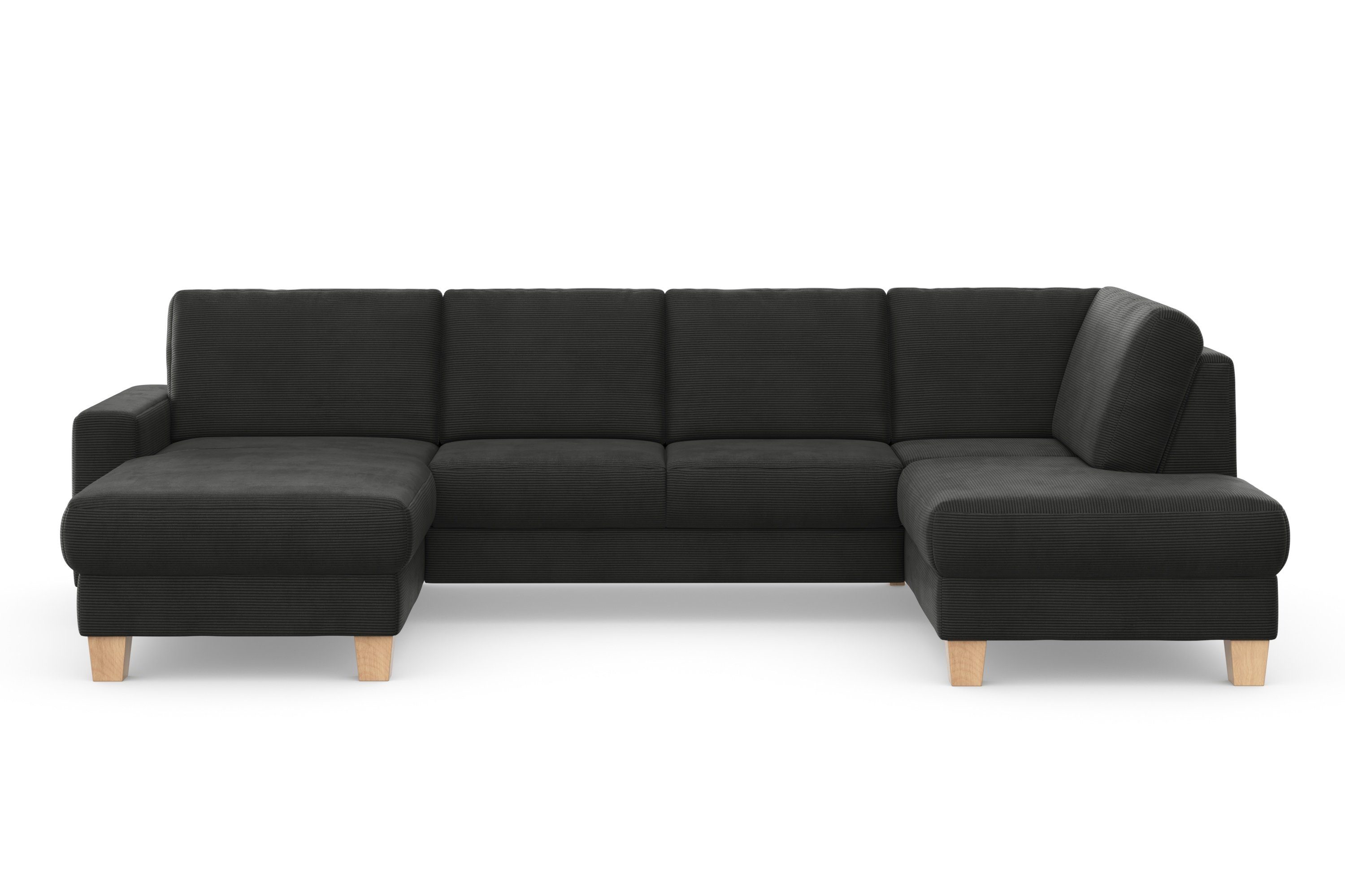 Home affaire Zithoek SUMMER U-vorm met of zonder slaapfunctie en bedkist, cordbekleding