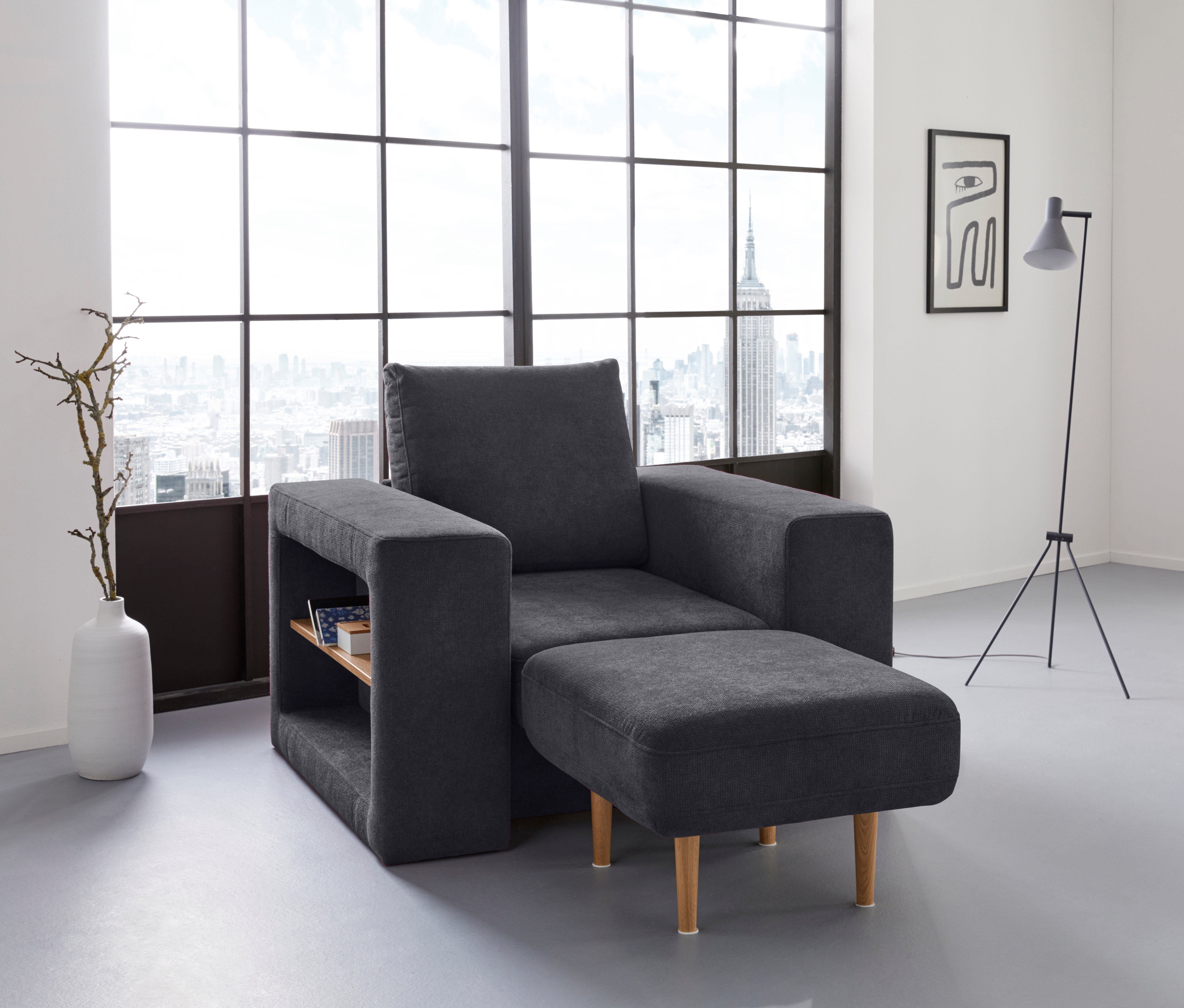 LOOKS BY WOLFGANG JOOP Fauteuil Looksvb Aan te passen fauteuil: fauteuil wordt fauteuil met 1 hocker, kastfunctie fauteuils blauw