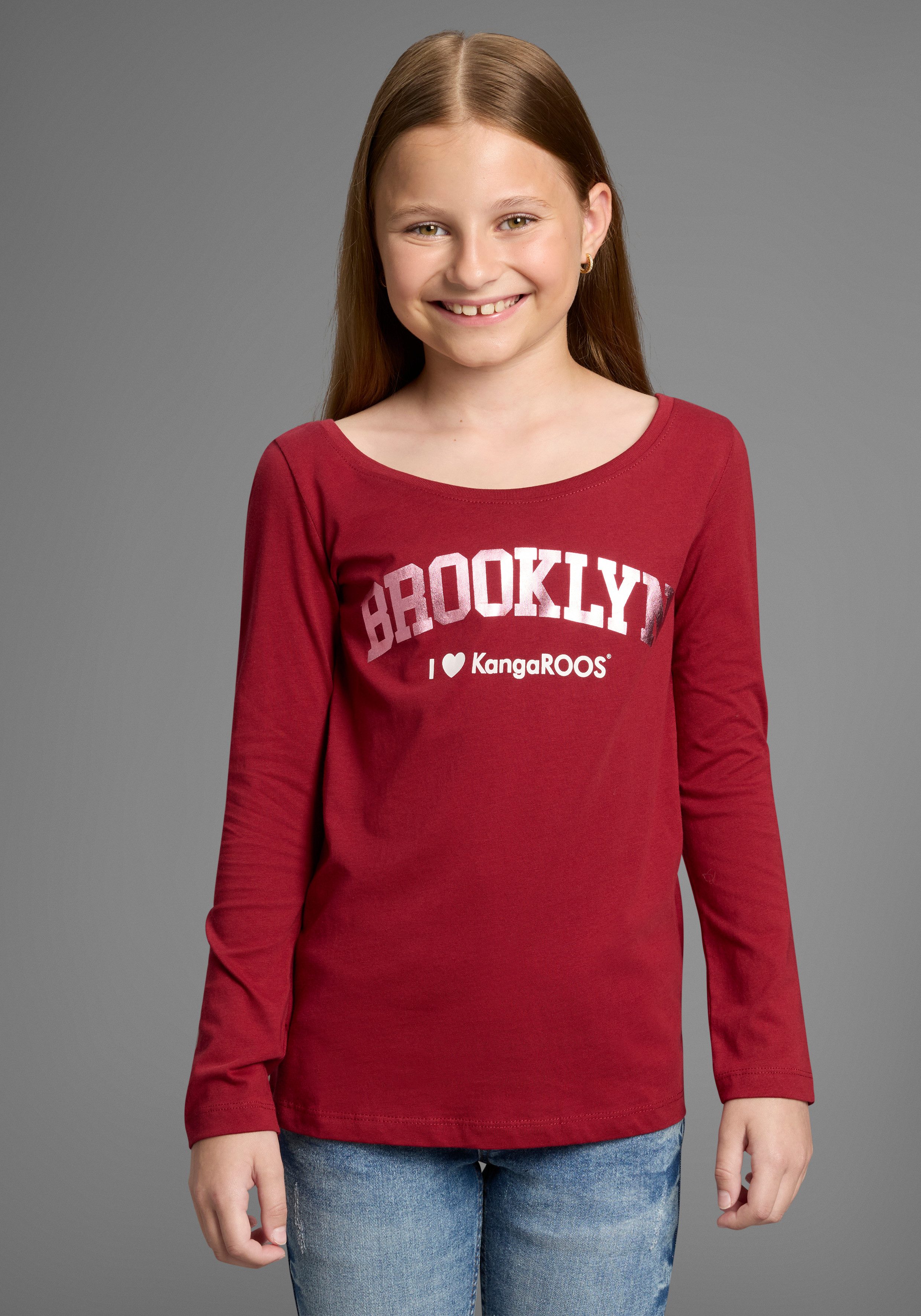 KangaROOS Shirt met lange mouwen Shirt met BROOKLYN print