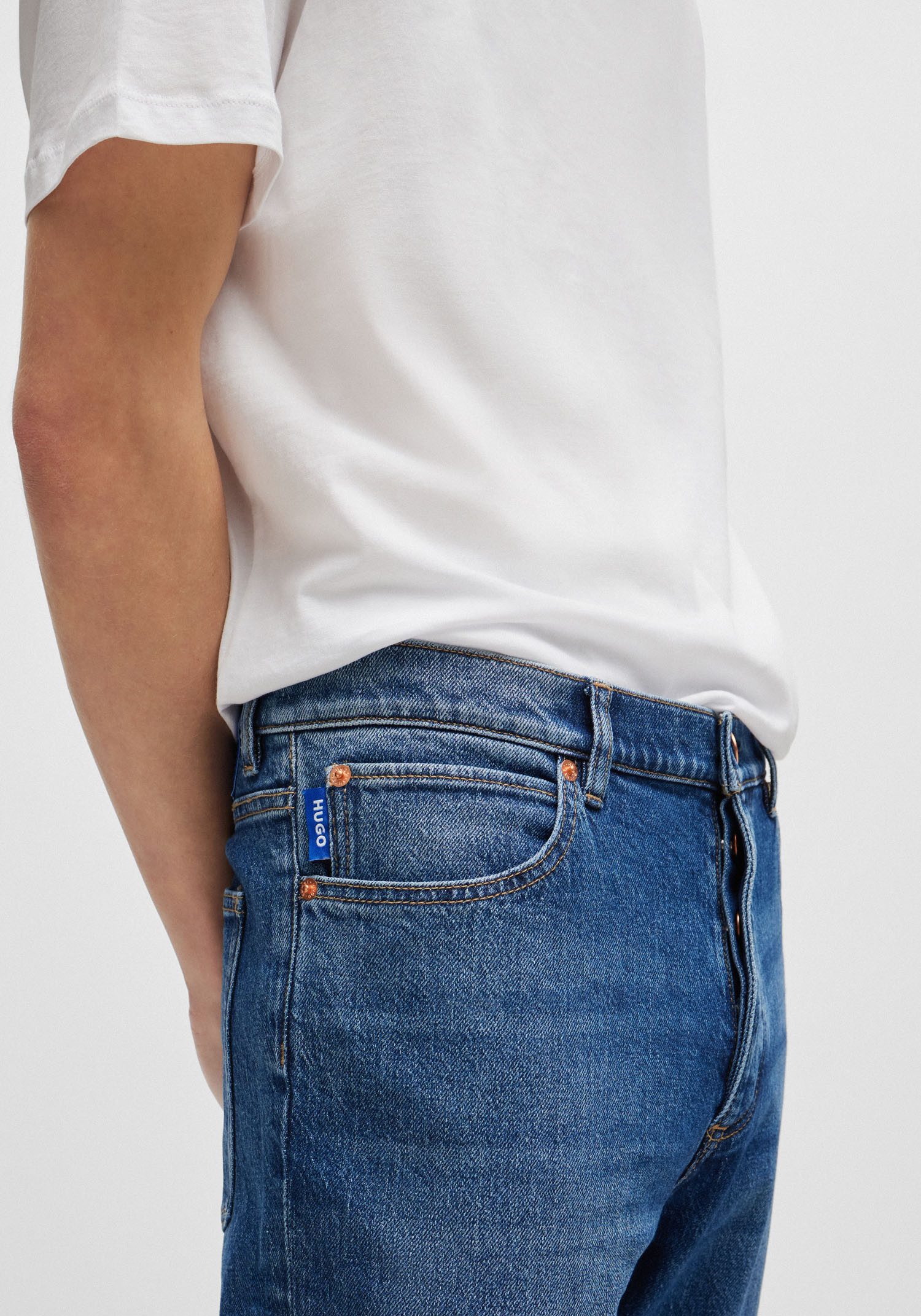 HUGO Blue Tapered jeans Brody met stone-washed-finish