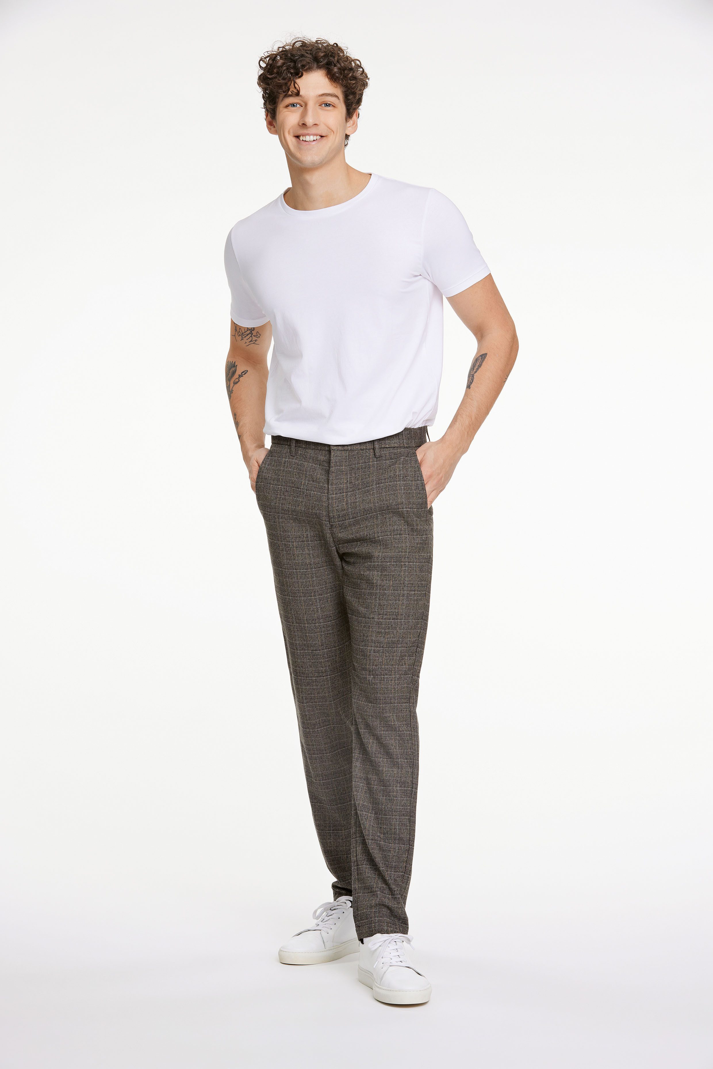LINDBERGH Chino met een modern ruitpatroon