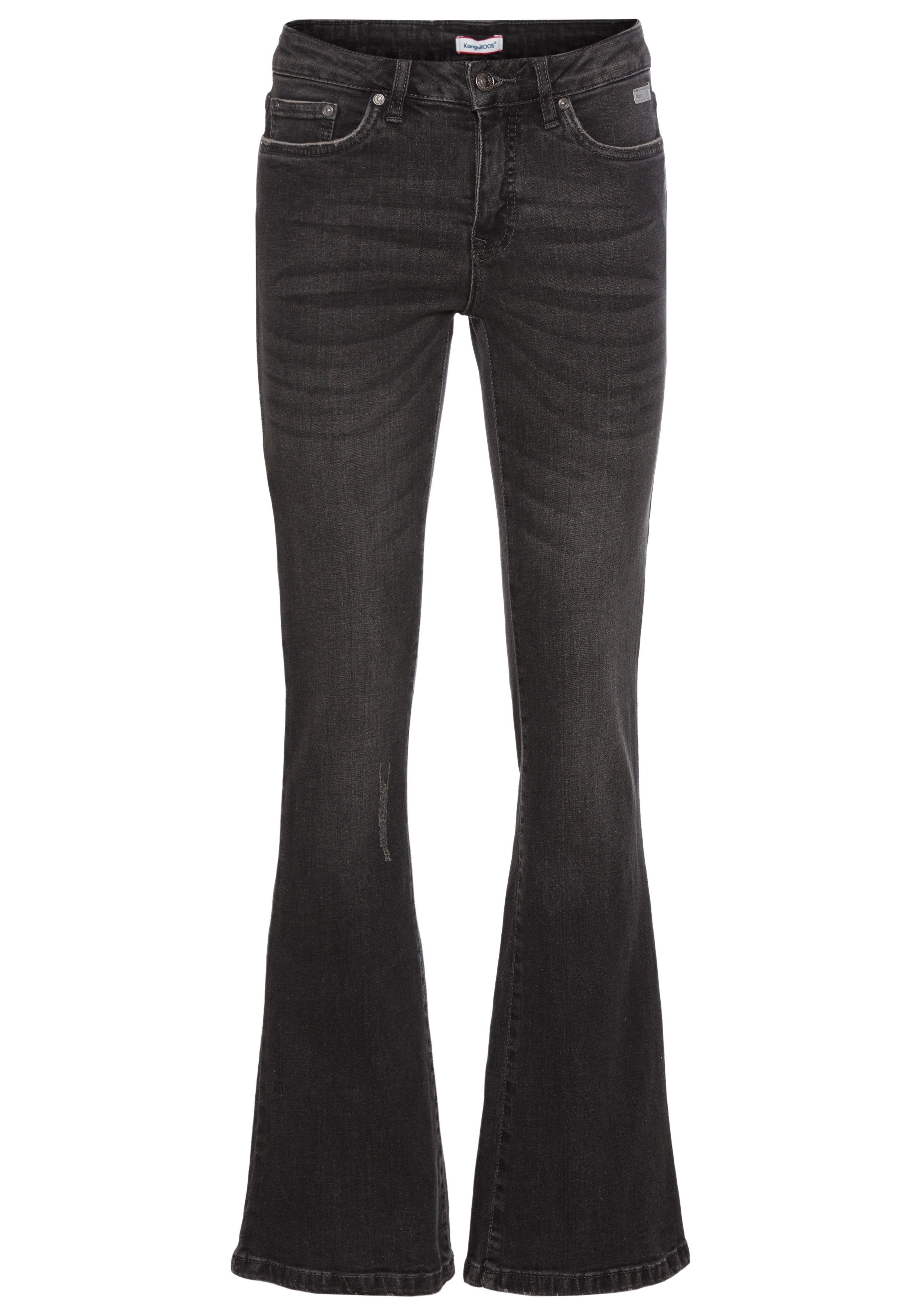 KangaROOS 5-pocket jeans uitlopende pijp used-wassing normale taillehoogte
