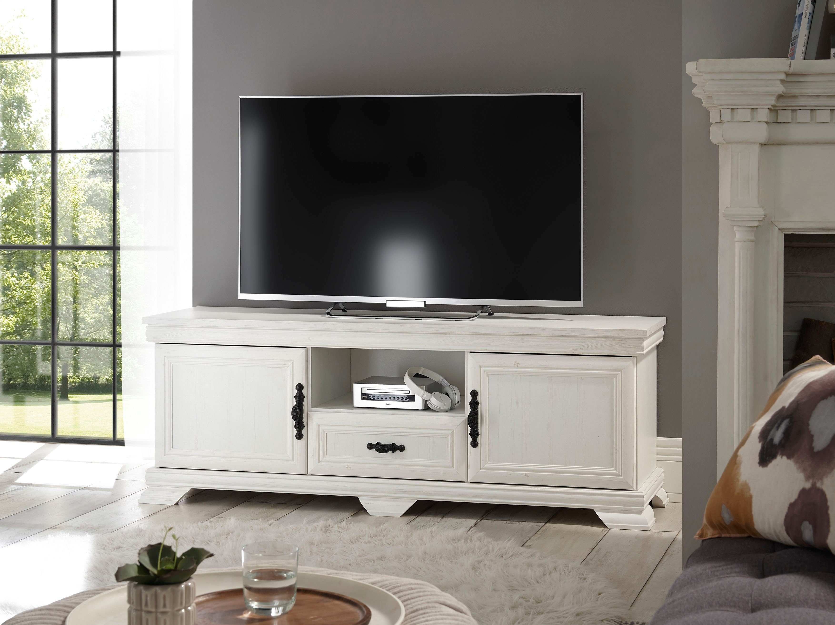 Home affaire Tv-meubel Royal Breedte ca. 158 cm lowboards maat 158x46x58 cm wit