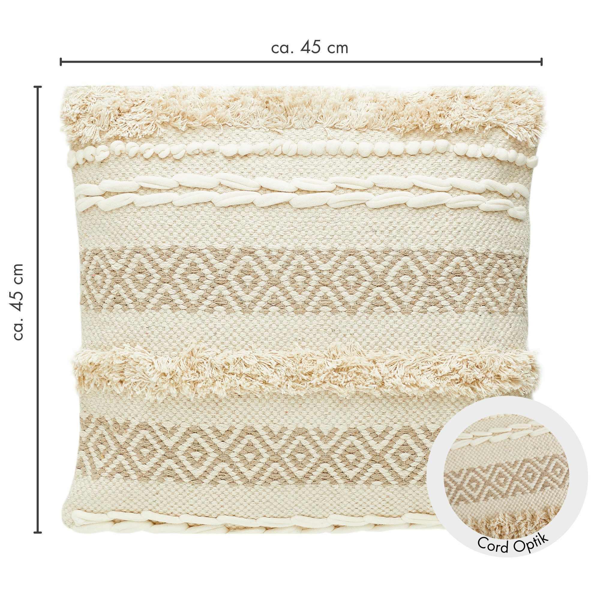 Andiamo Sierkussen Livia Etnisch patroon, gestreept, kussenhoes met vulling, vierkant, 45x45 cm (1 stuk)