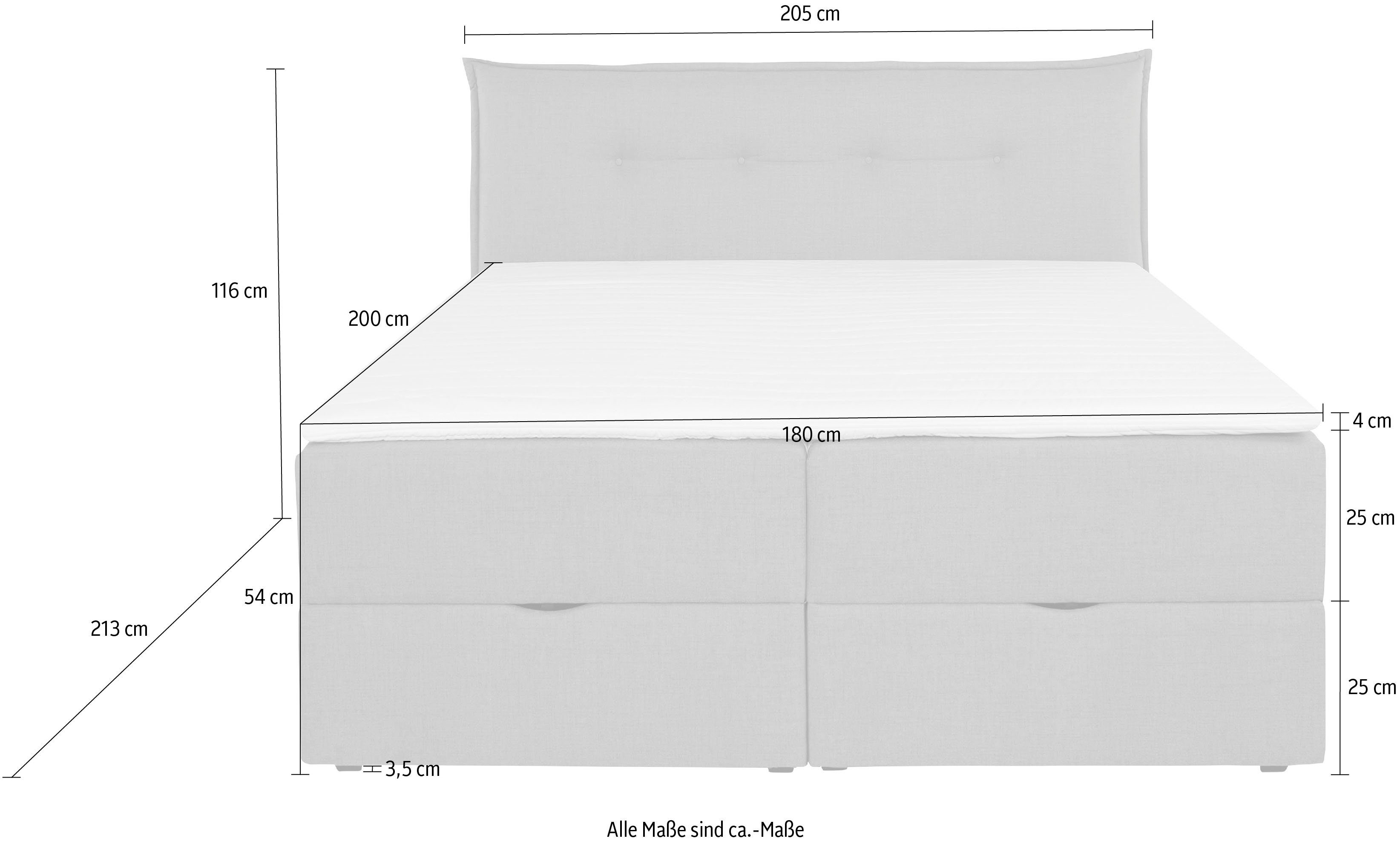 andas Boxspring Lichtgewicht inclusief bedkist & topmatras, in 4 breedten en 2 hardheden