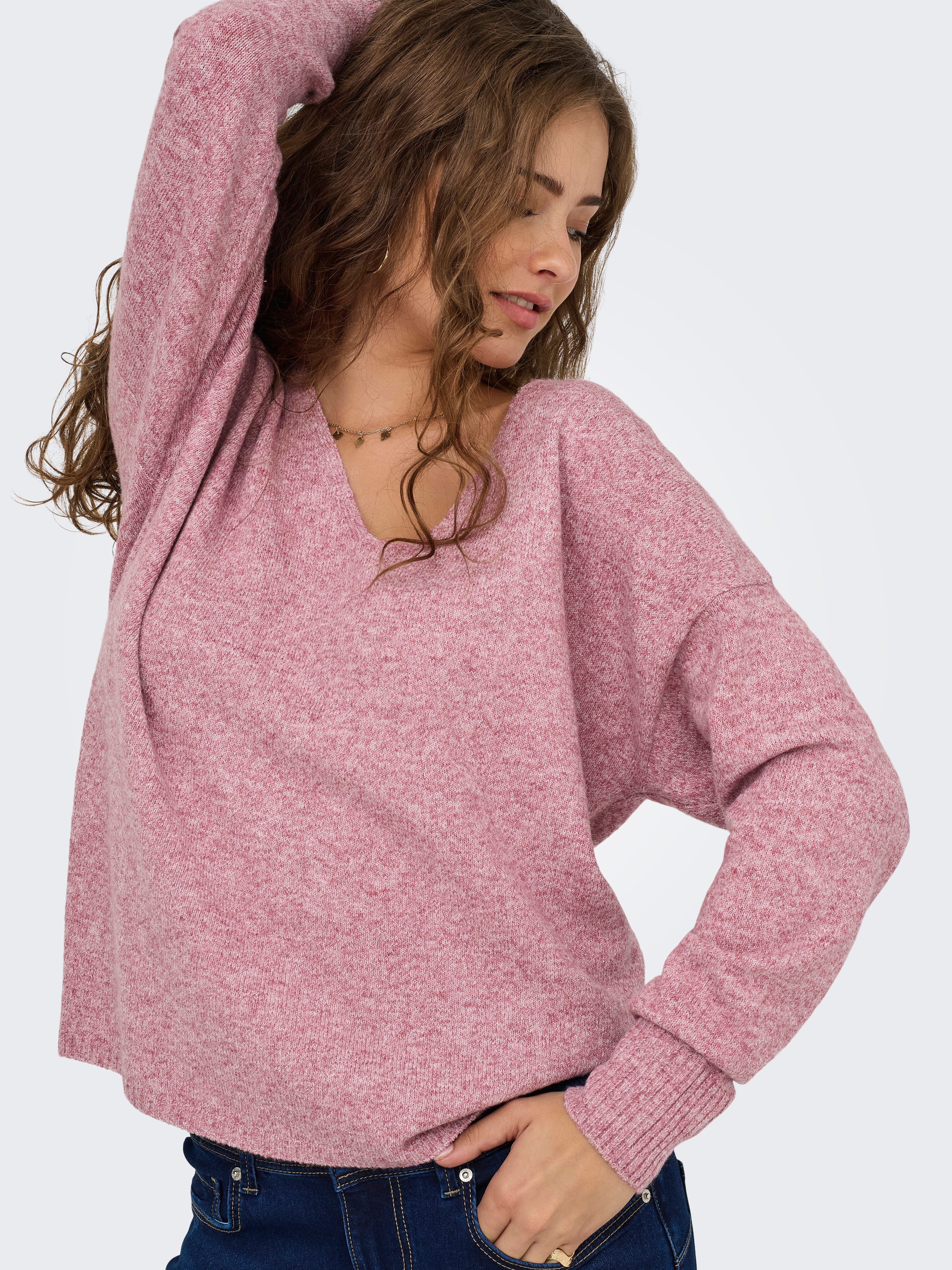 Only Trui met V-hals ONLRICA LIFE L/S V-NECK PULLO KNT NOOS