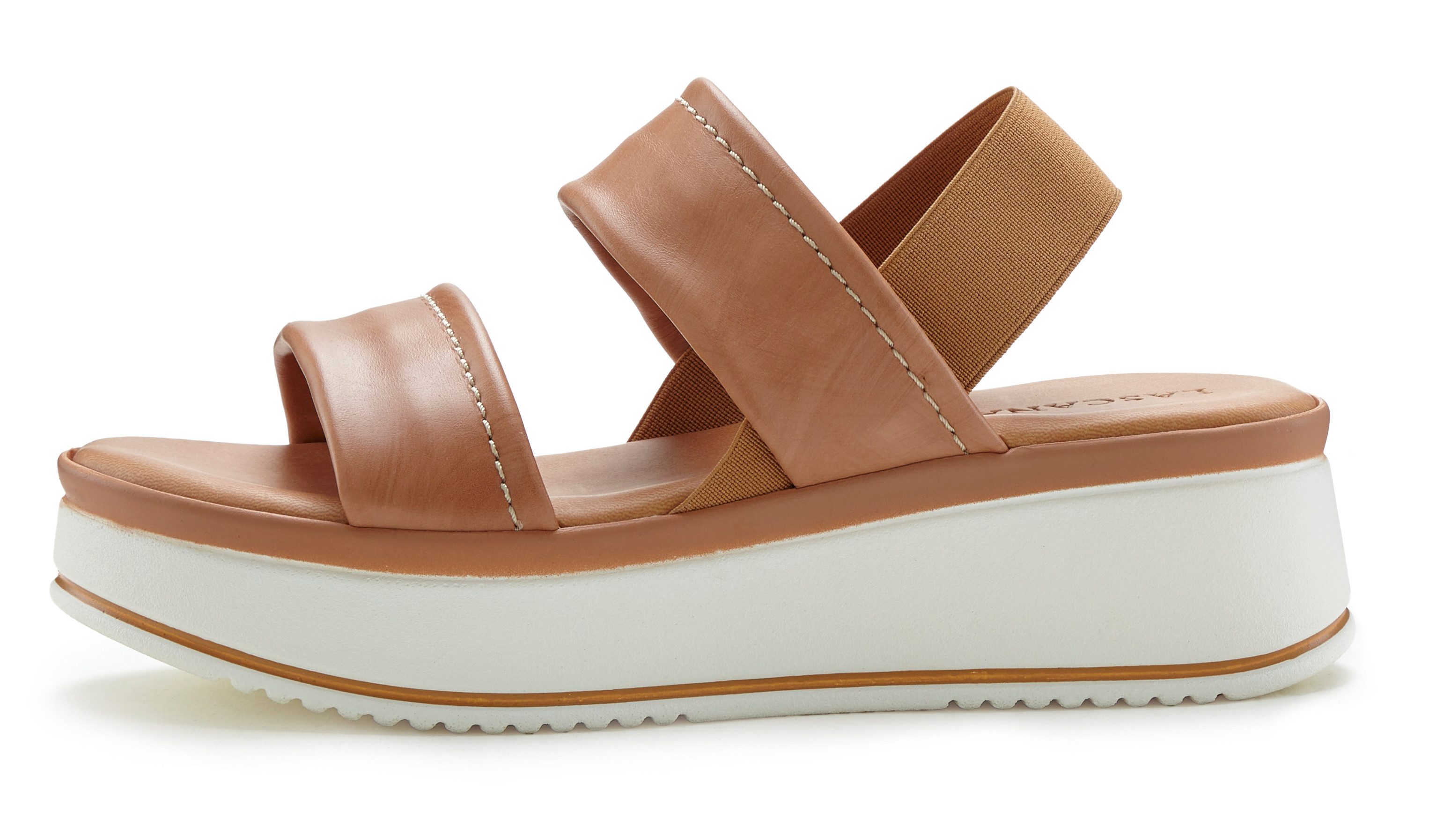 Lascana Plateausandaaltjes Zomerschuh, sandalen, bandjesandalen, open schoen, Sandalette van leer met modieus comfortabele plateausole