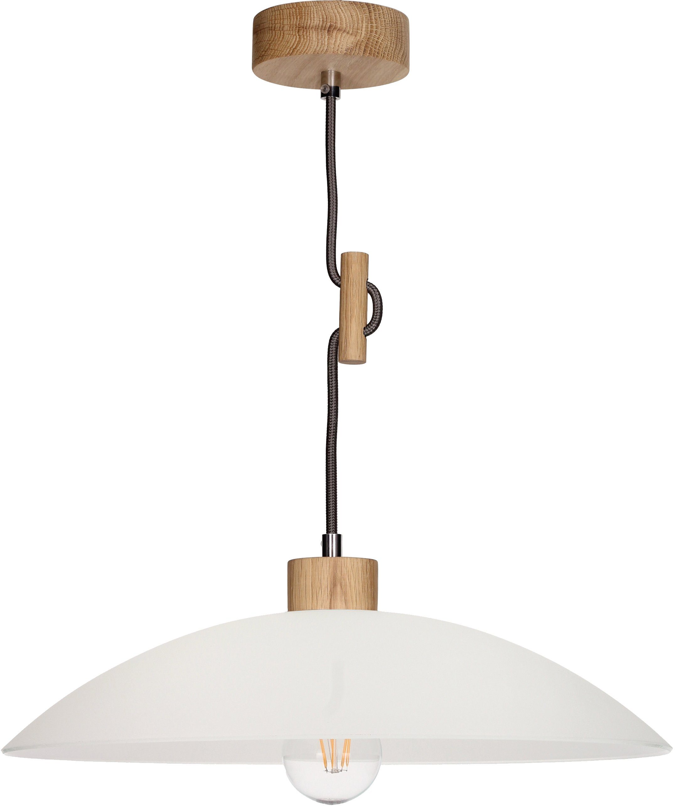 SPOT Light Hanglamp JONA Hanglamp, natuurproduct van eikenhout, duurzaam met FSC®-certificaat, hoogwaardige kap van glas, Made in EU