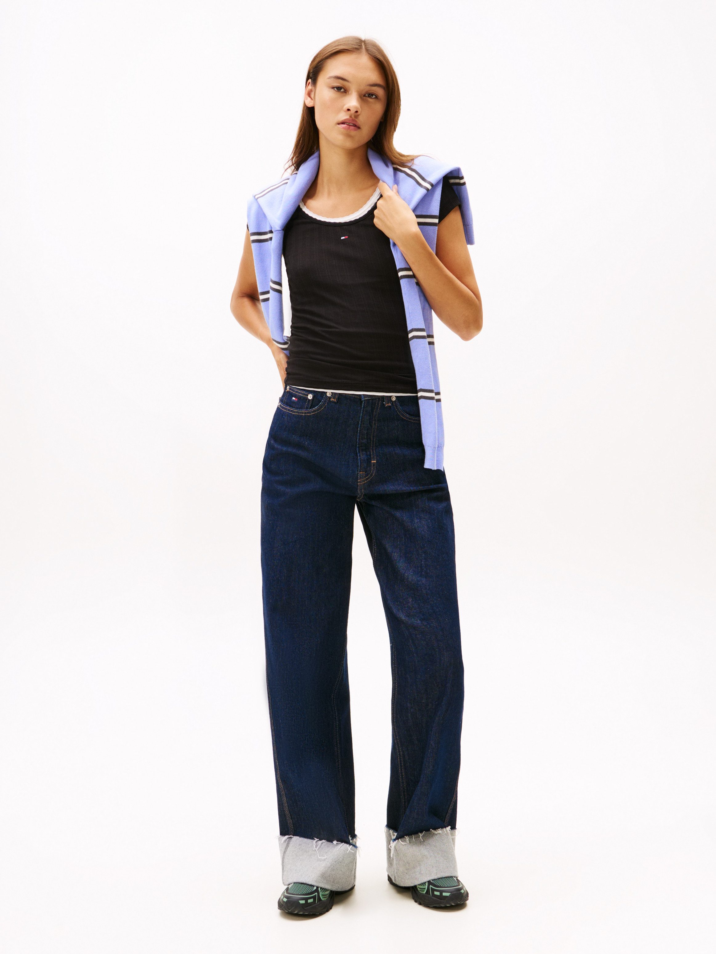 TOMMY JEANS Shirt met korte mouwen TJW SLIM IRREGULAR RIB SS