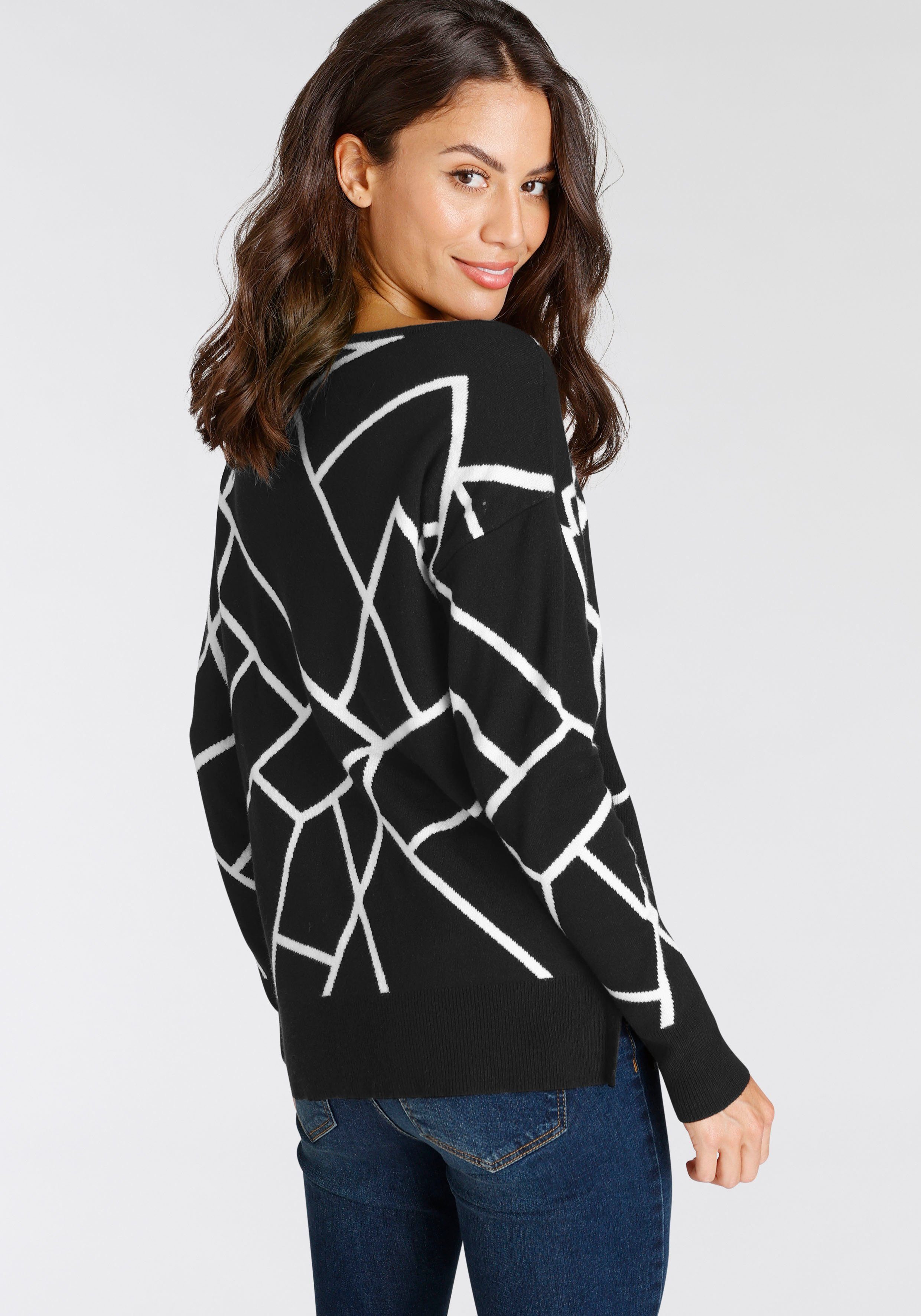 Laura Scott Jacquardtrui met een ronde hals