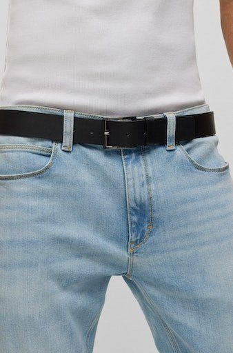 HUGO Leren riem Geek_Sz35 met contrasterende naden en subtiele metalen sluiting
