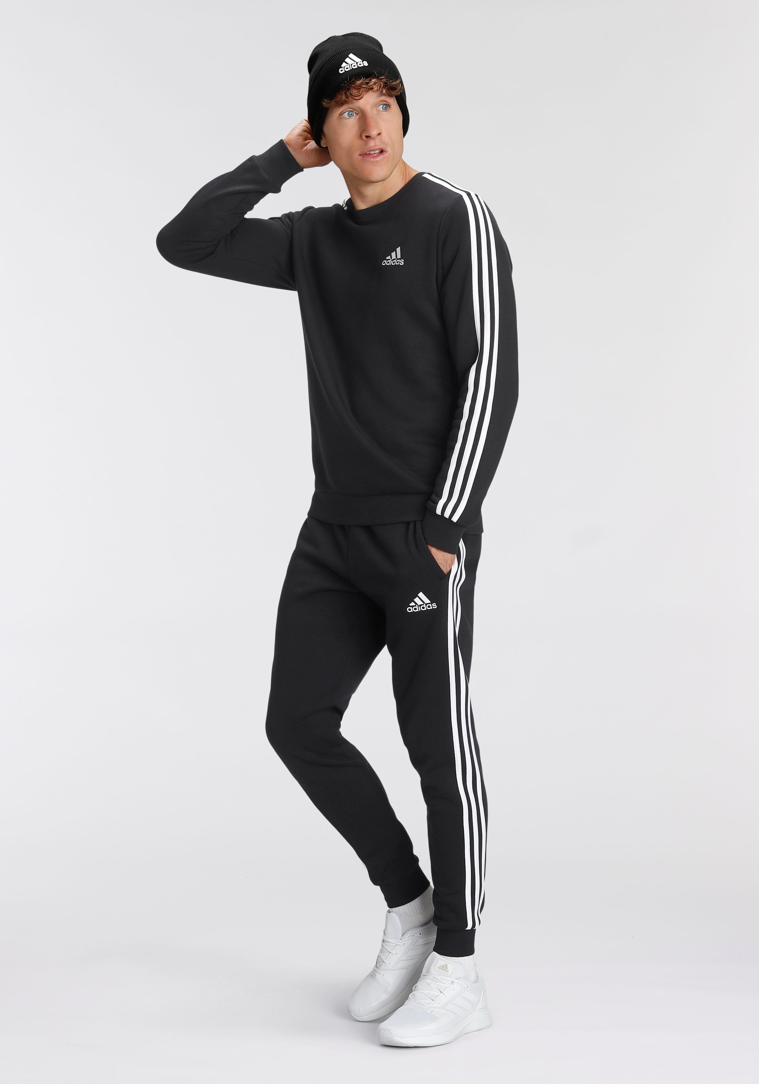 adidas Sportswear Sportbroek ESSENTIALS FLEECE FITTED 3STREPEN BROEK (1-delig)