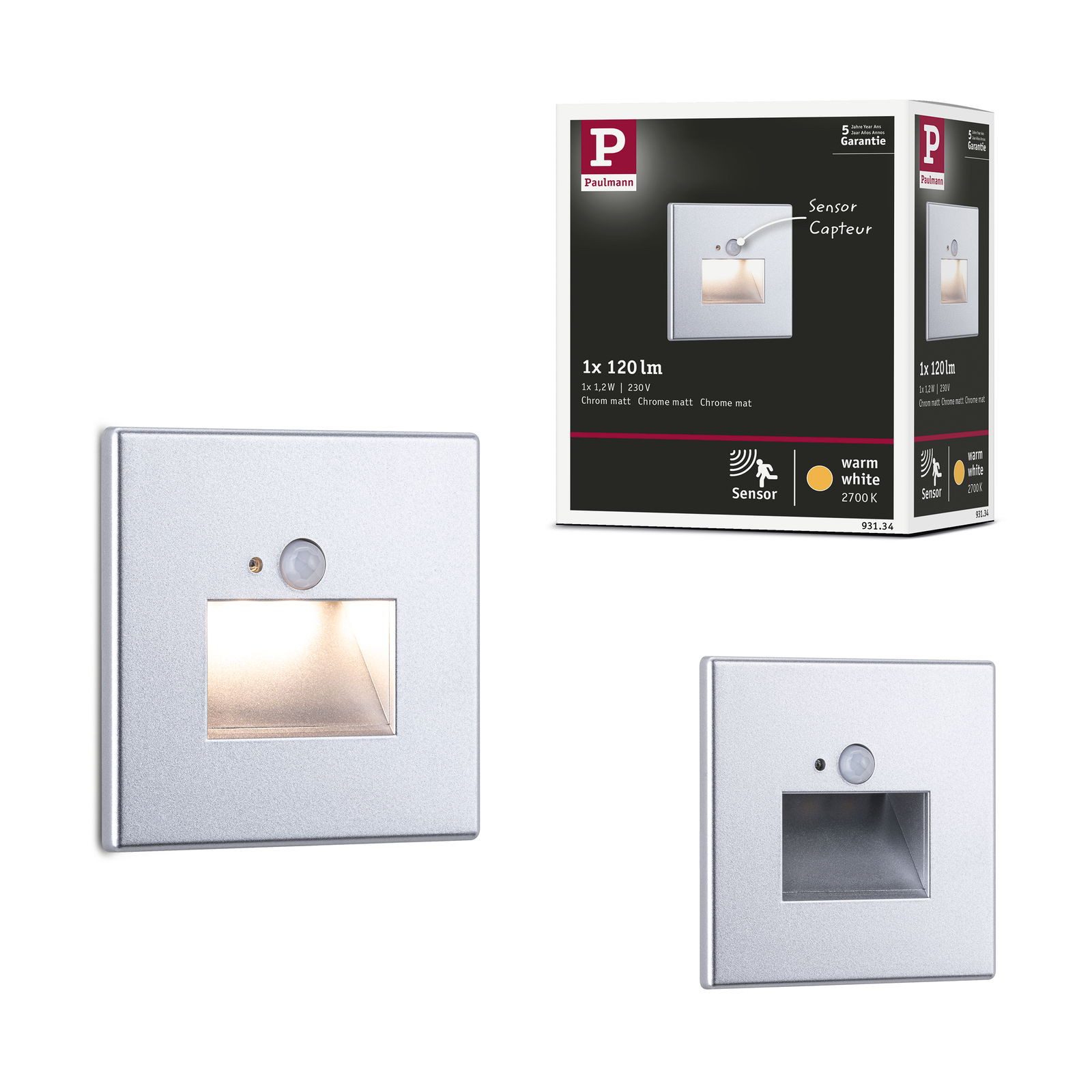 Paulmann Ledinbouwlamp LED wandinbouwlamp Edge Quadro 1,2W 25lm 230V 2700K (1 stuk)