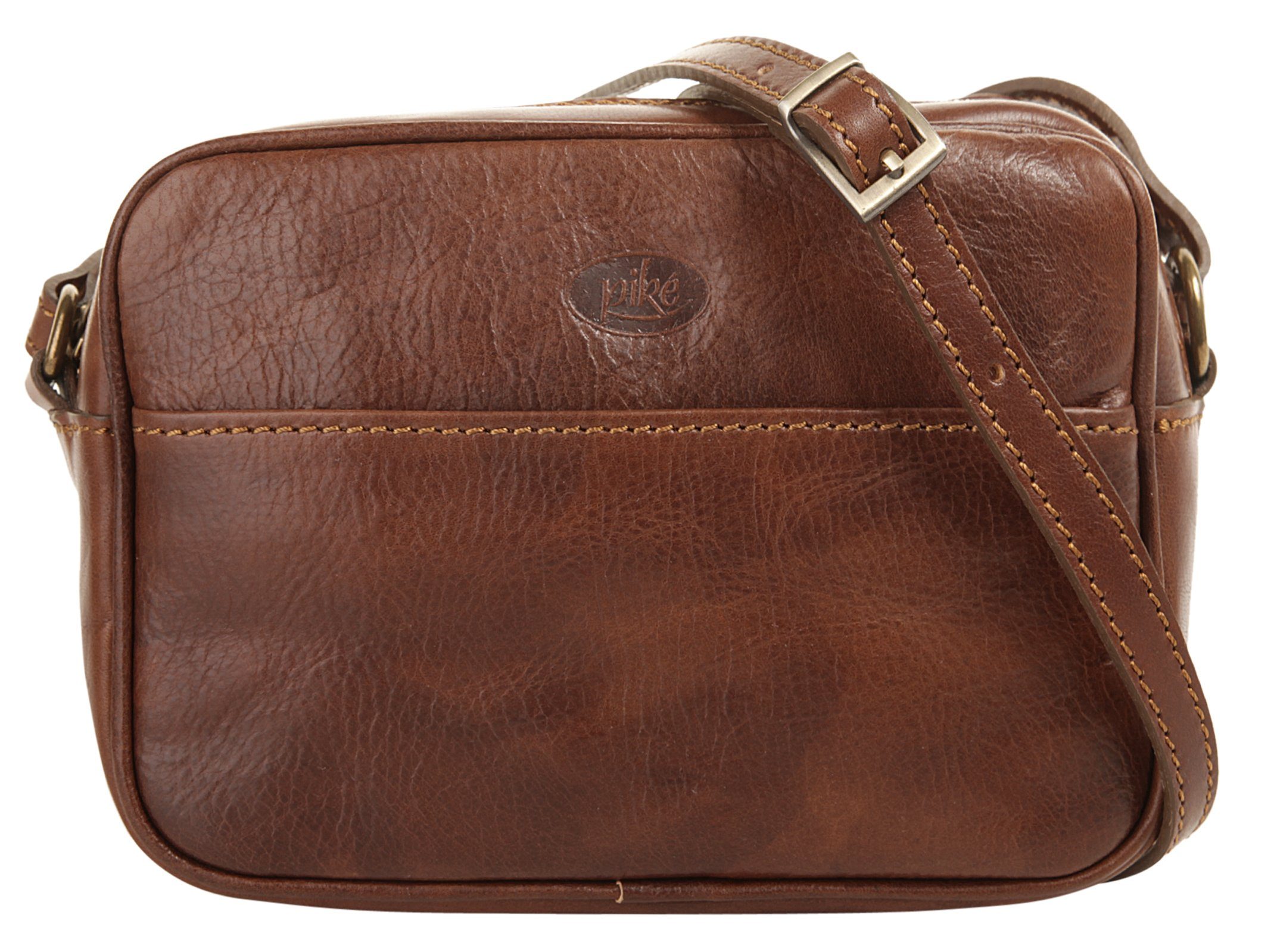 Piké Schoudertas echt leer, made in italy dames tassen maat onesize (21 x 15 x 7 cm - 2 l) bruin