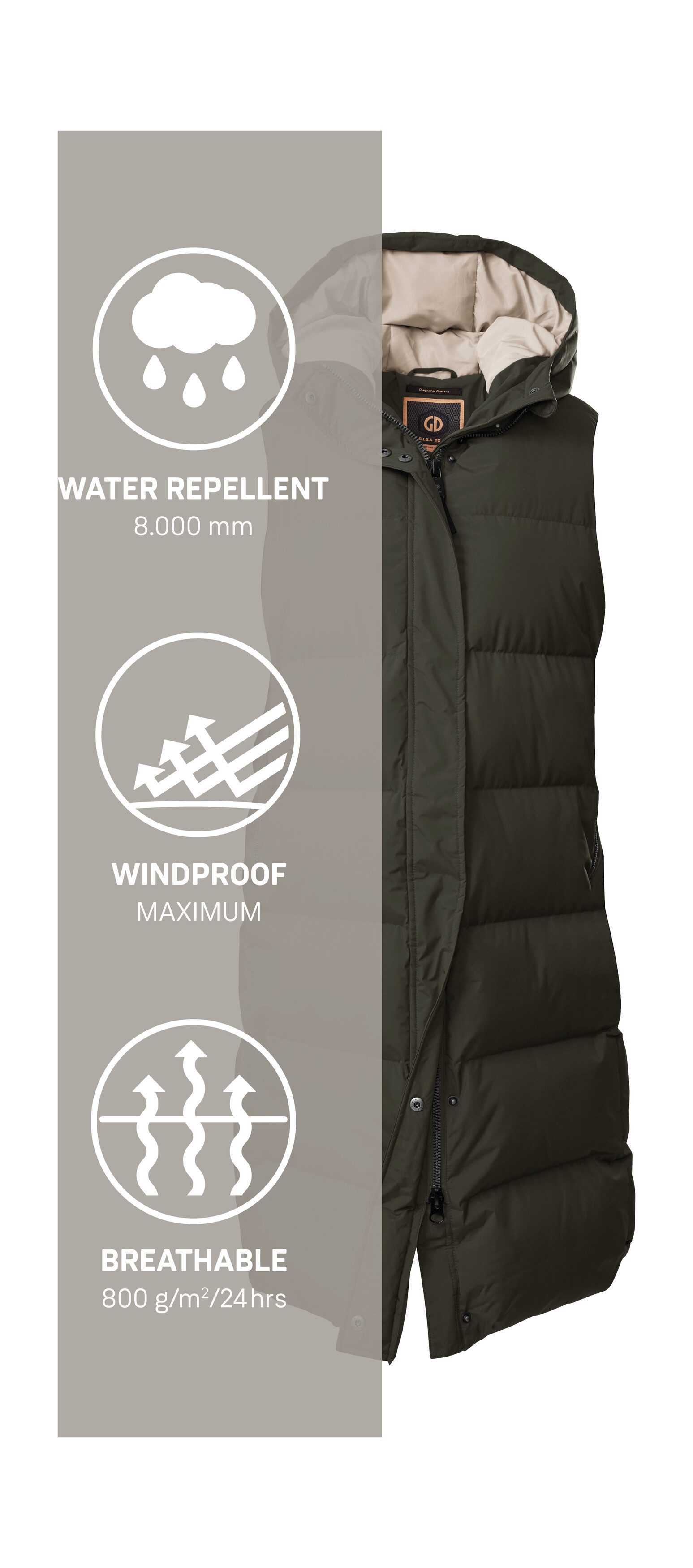 G.I.G.A. DX by killtec Bodywarmer GW 68 WMN QLTD VST Waterafstotende, winddichte functionele vest met capuchon, ademend