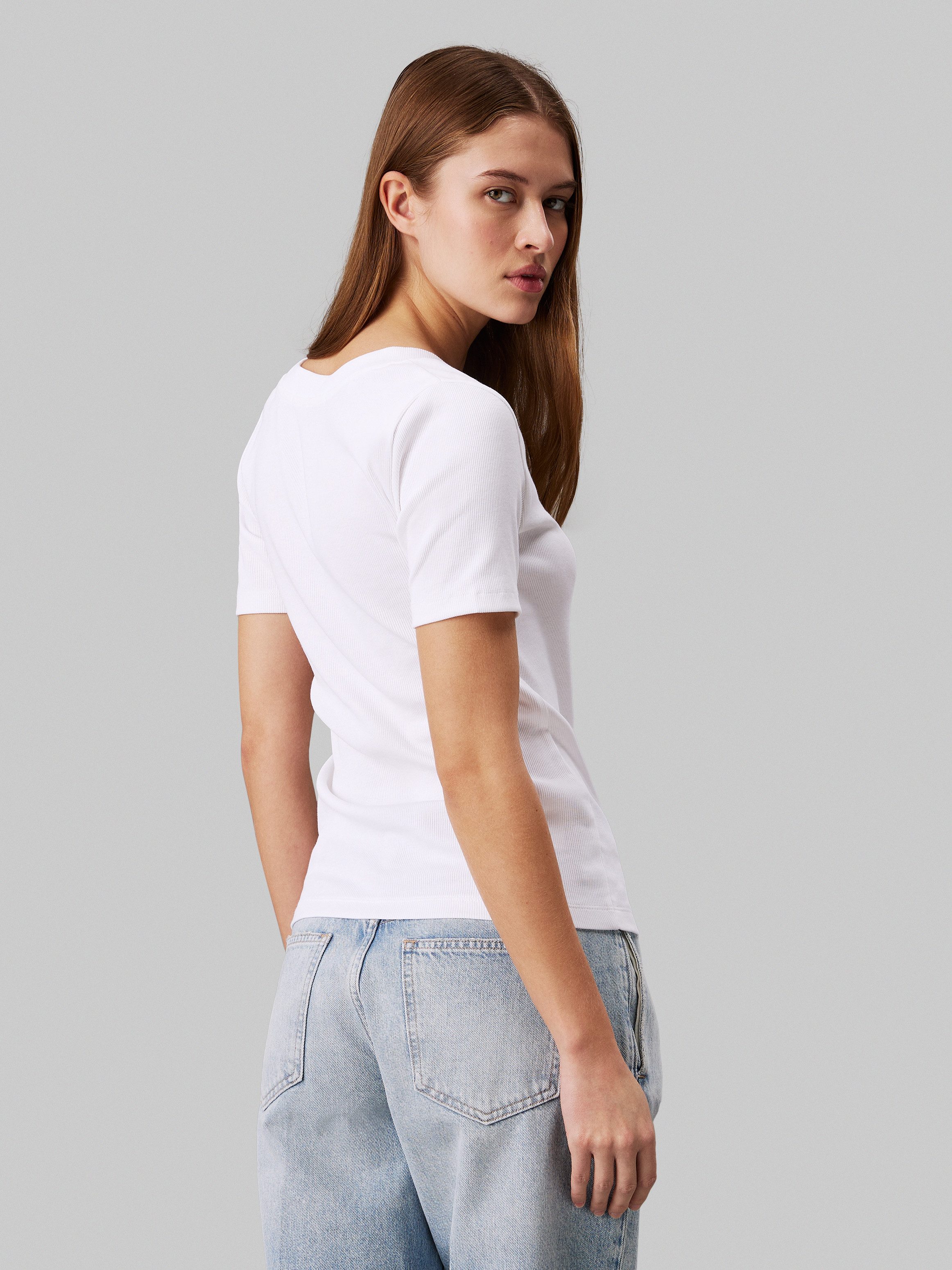Calvin Klein T-shirt WOVEN LABEL RIB V-NECK TEE